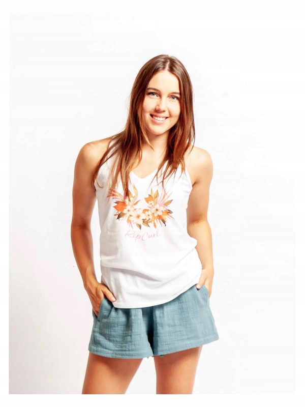 Damska koszulka bawełniana Rip Curl Brand Floral Tank biała S tania
