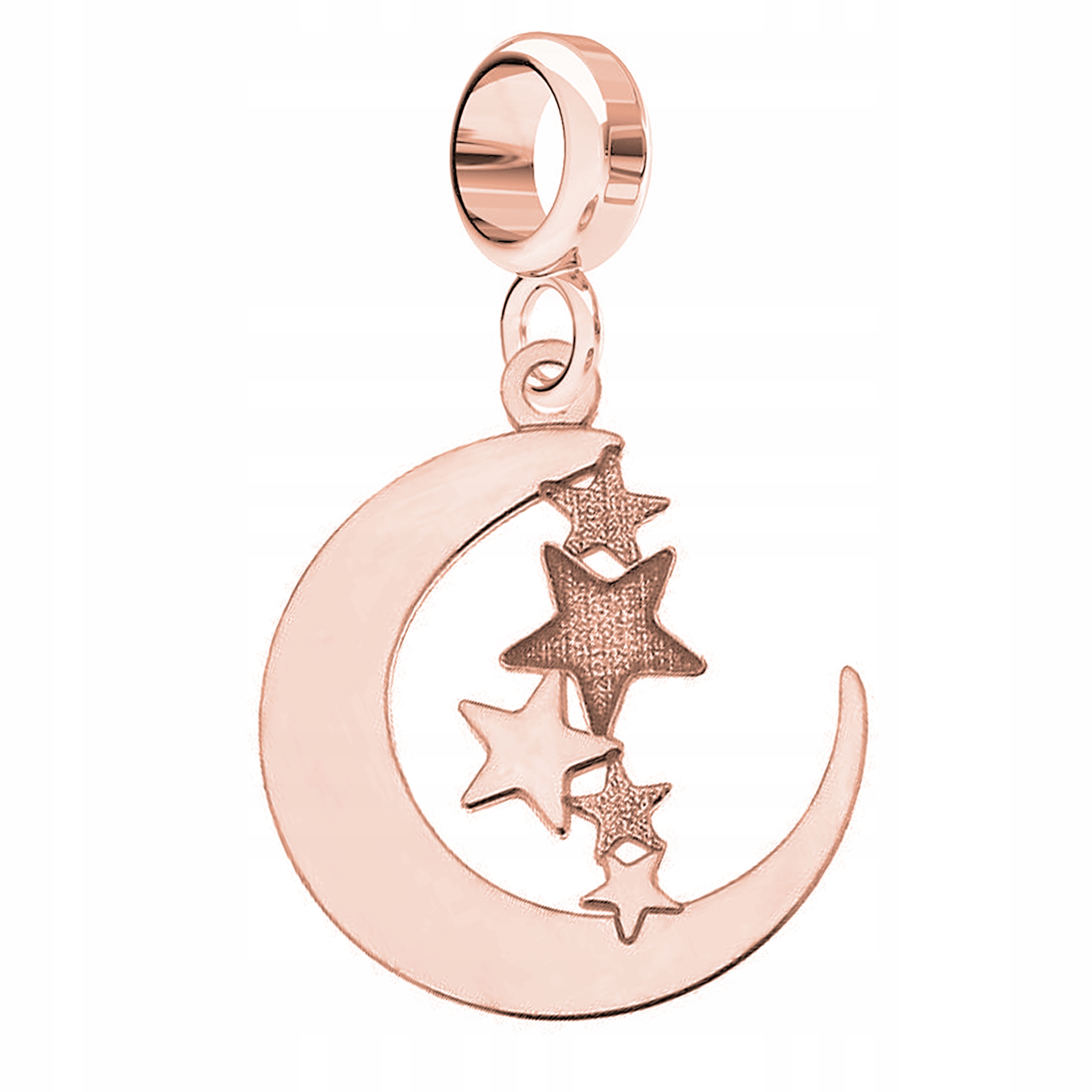 

Charms różowy wiszący Księżyc Gwiazdki srebro 925