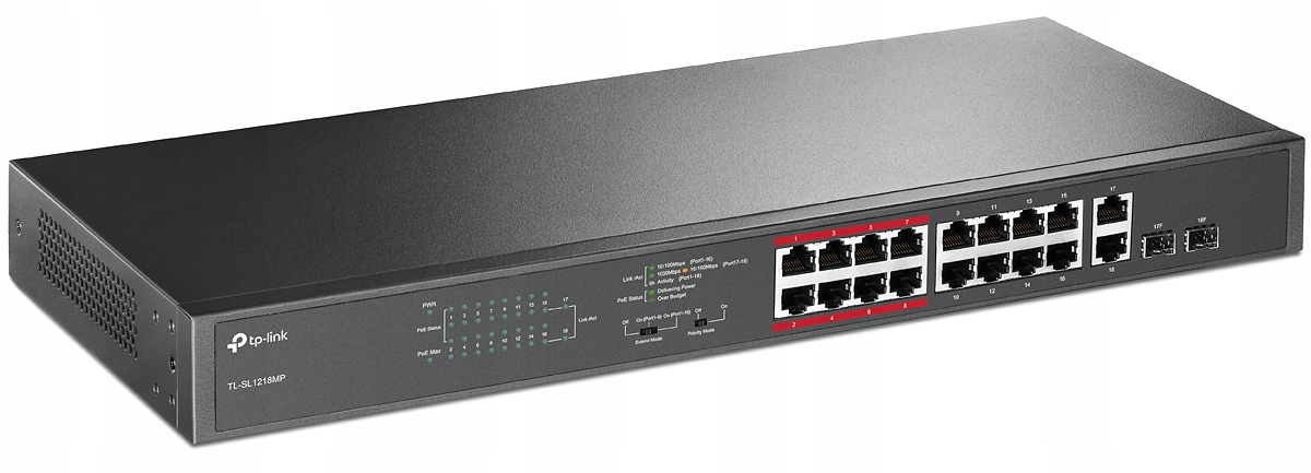 Switch TP-Link TL-SL1218MP 16xPoE 802.3af/at 192W