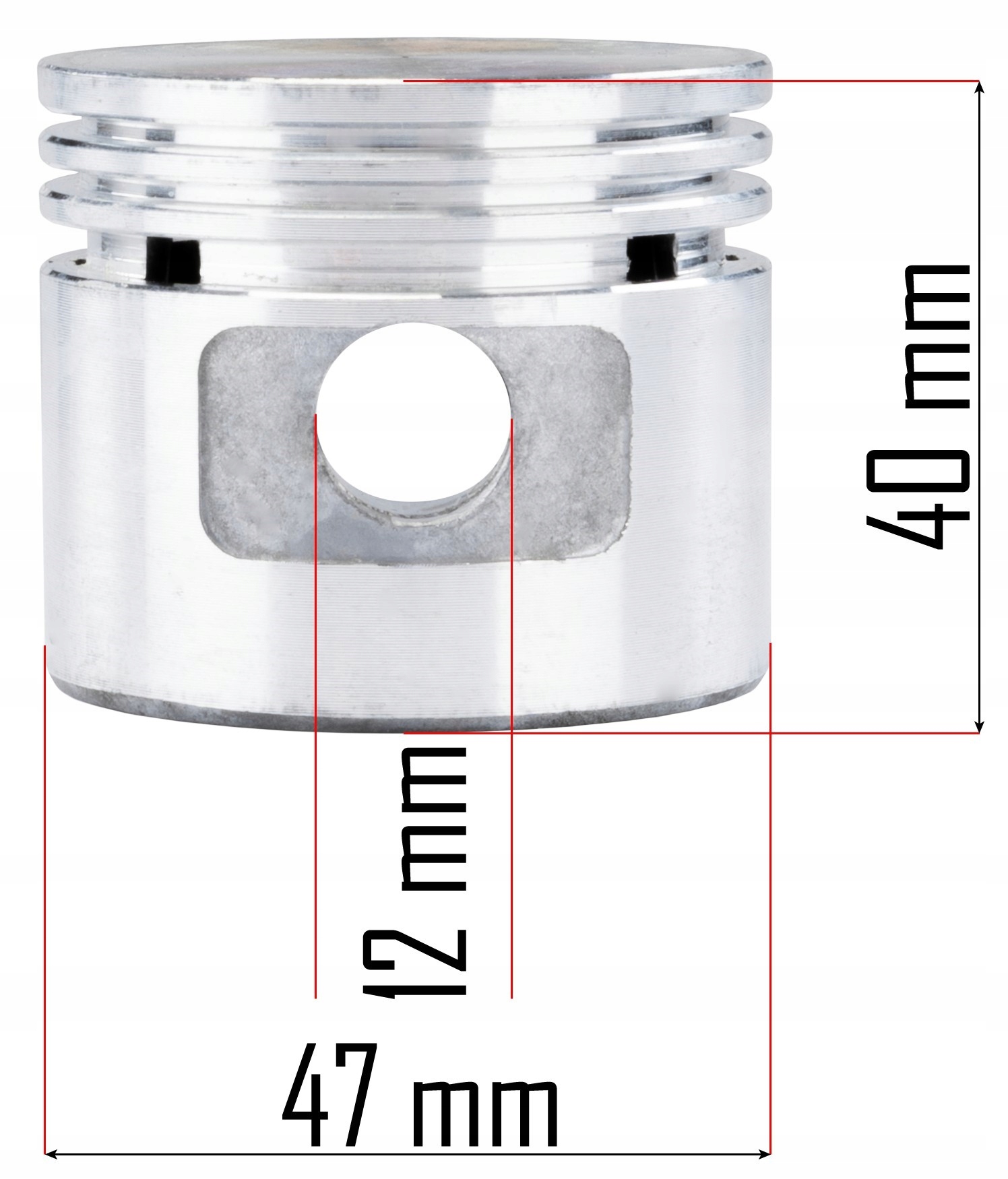 TŁOK KOMPLETNY DO KOMPRESORA OLEJOWEGO PM-KO-100T-V2 3x PIERŚCIENIE 47mm Waga produktu z opakowaniem jednostkowym 0.1 kg