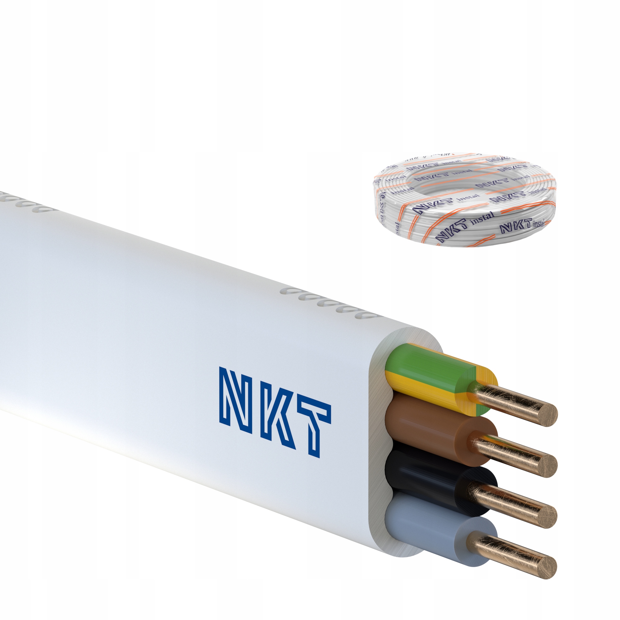 100m Przewód drut elektryczny YDYpżo 450/750 4x1,5 biały Nkt instal Krążek