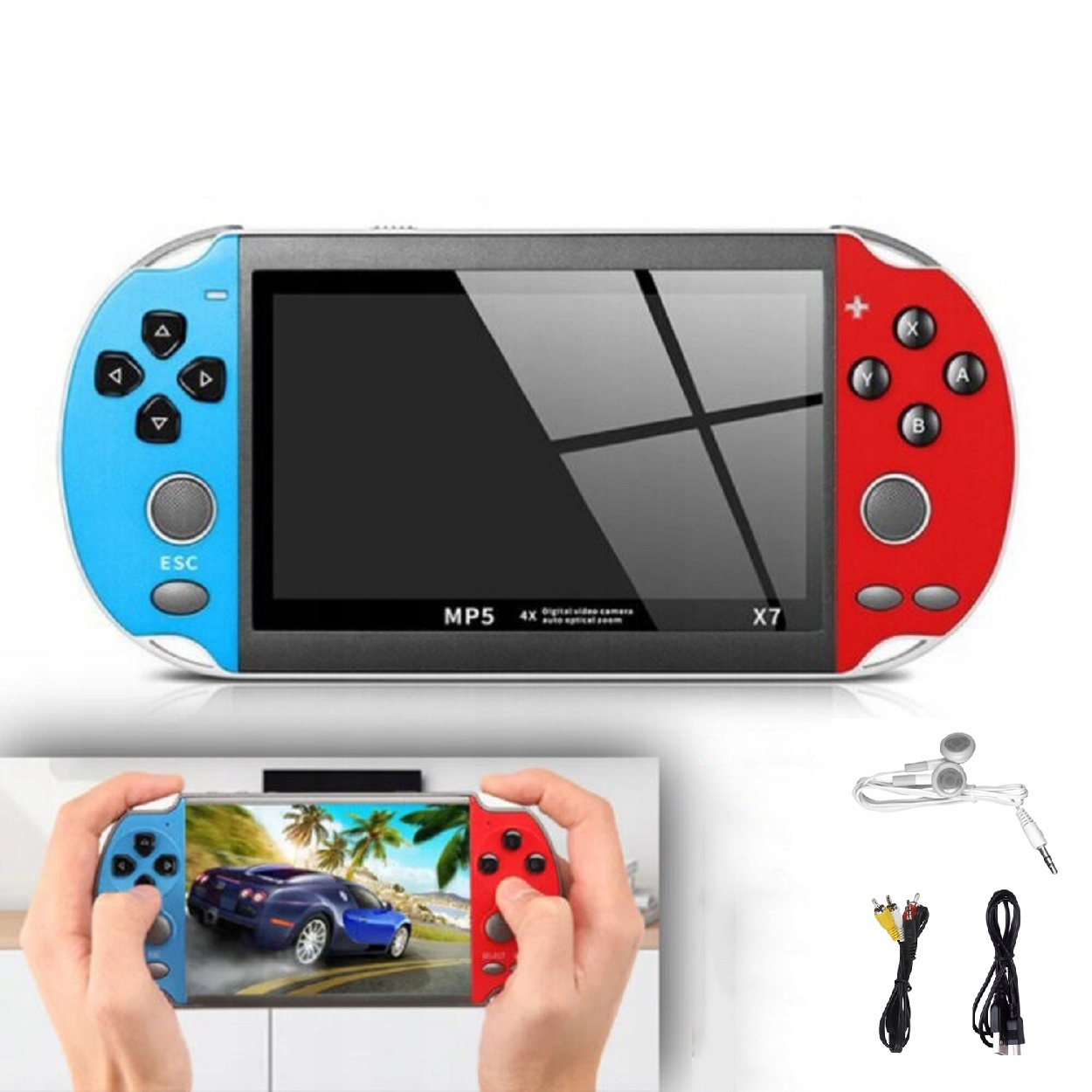 Konsola Przenośna 4.3" Do Gier X7 2000+ Gier Retro Mini 8GB Menu Pl Tv