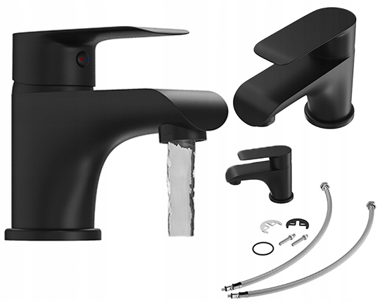 Umyvadlová baterie černá páková nízká stojící koupelnová baterie Vito