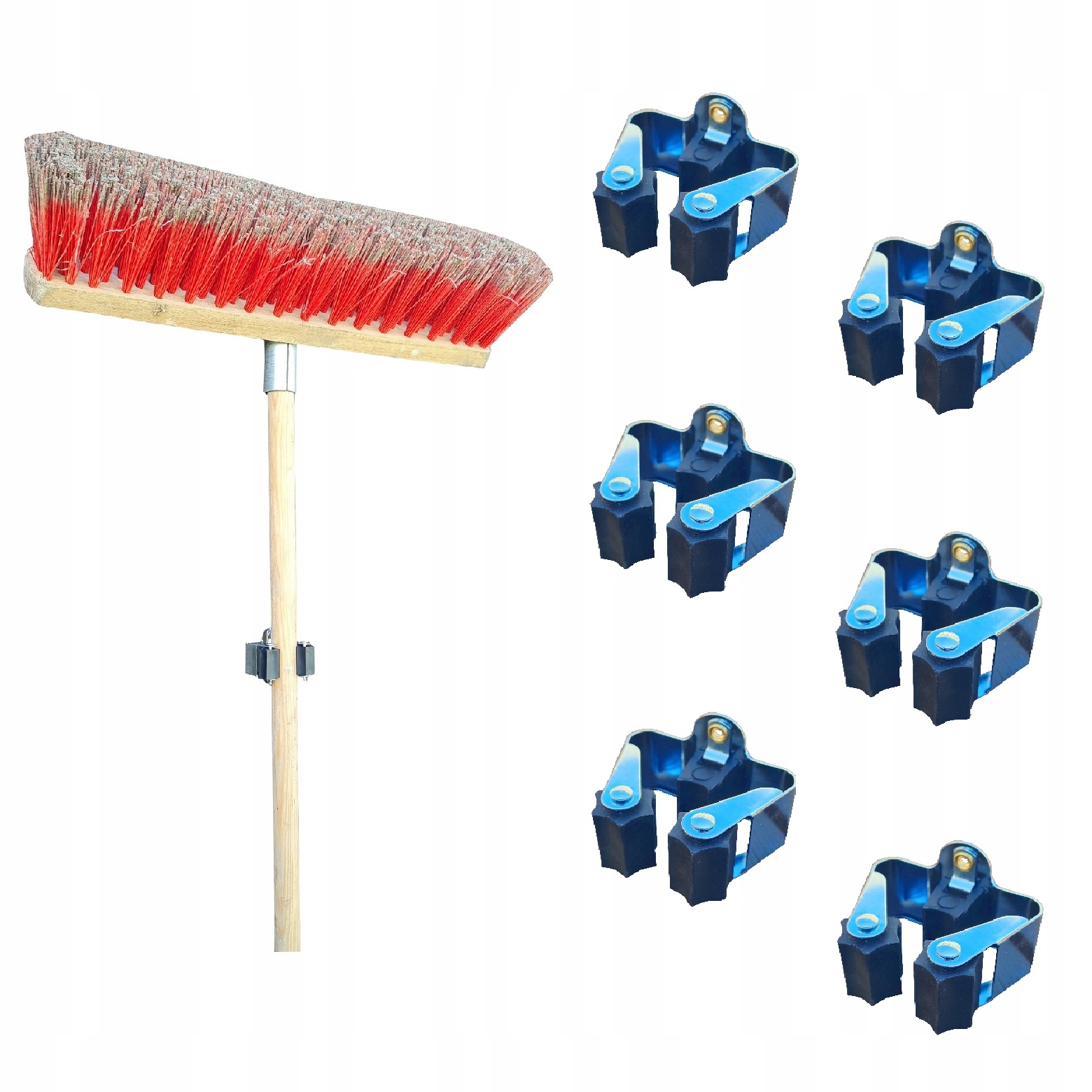 WIESZAK UCHWYT NA MOP GRABIE MIOTŁA ŁOPATA 6 SZTUK