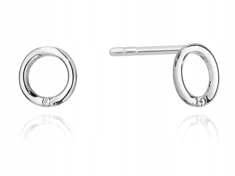 Zlaté náušnice 585 pneumatiky s brilianty 0,70 g s diamanty na tyčince, módní