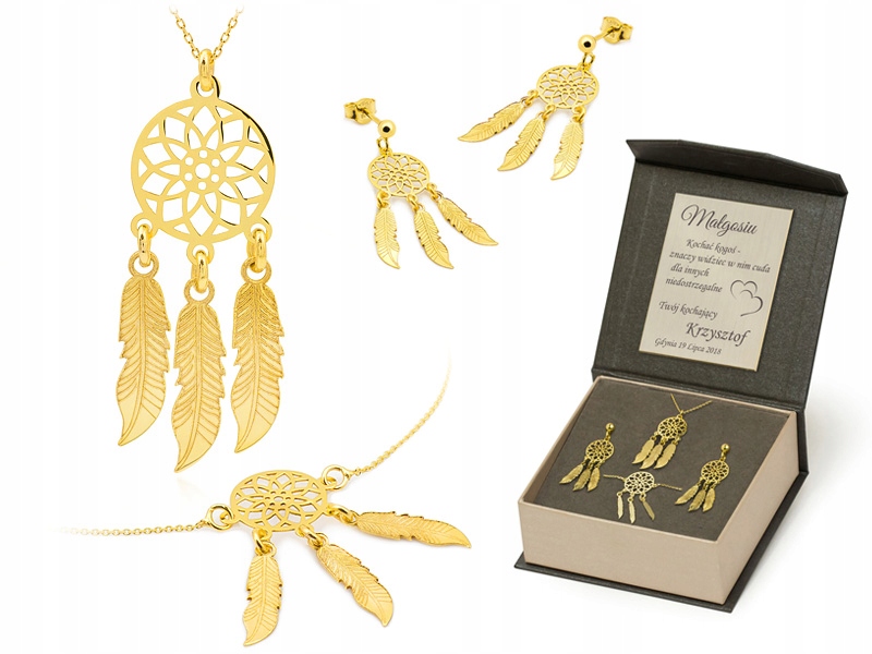 

Naszyjnik Bransoletka Kolczyki Łapacz Snów Złoto