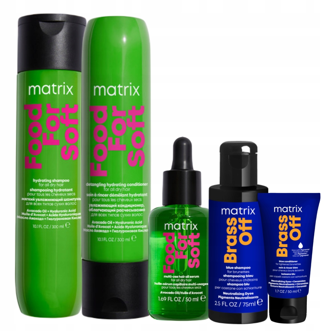 Nawilż Suche Włosy Matrix Food For Soft Zestaw Szampon Odżywka Olejek