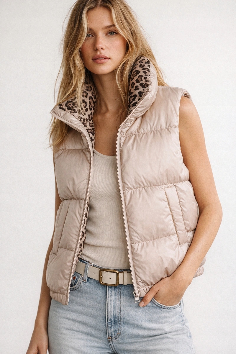 Krátká Vesta B8346 Perleťová Růžová L (40)