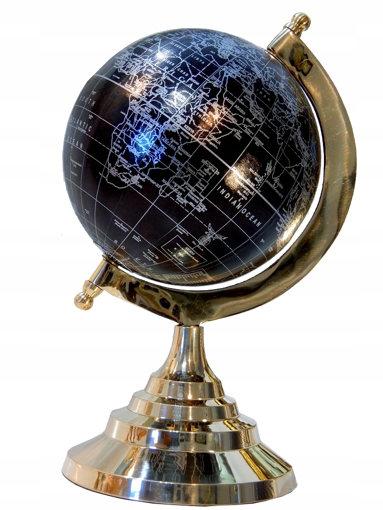 

Czarny Globus Z Mosiężną Podstawą GRAWEr