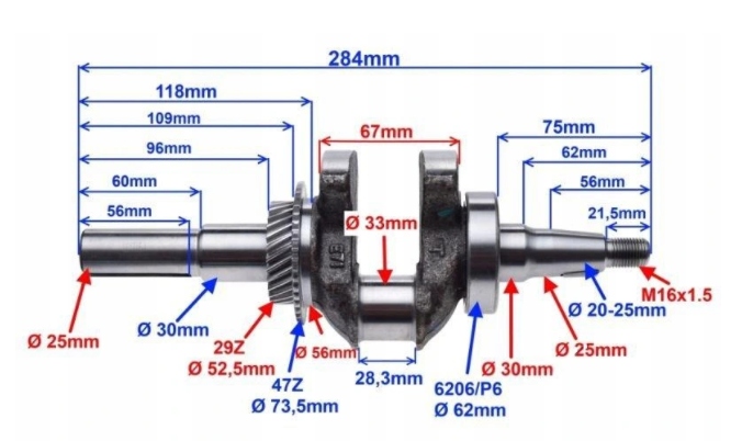 W54328200371270 - КОЛЕНЧАТОГО ВАЛА + АДРЕНАЛИН ДВИГАТЕЛЬ ДЛЯ HONDA GX 270 НОВЫЙ