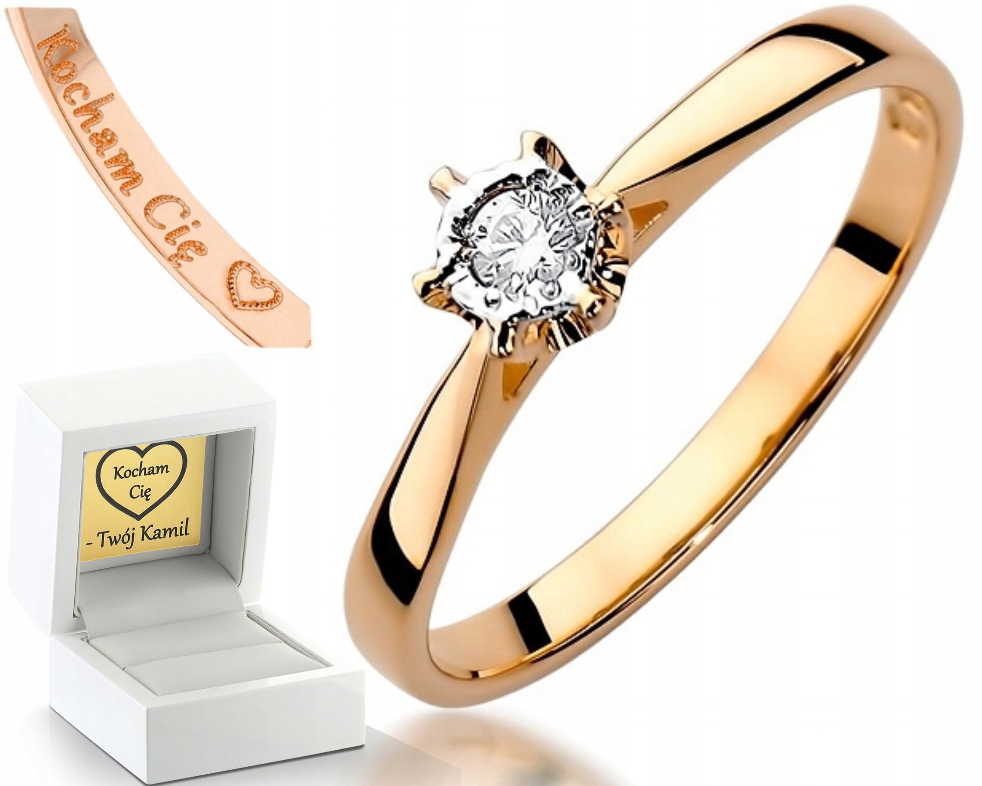 Prstýnek Růžové Zlato S Brilianty Gravírování 585