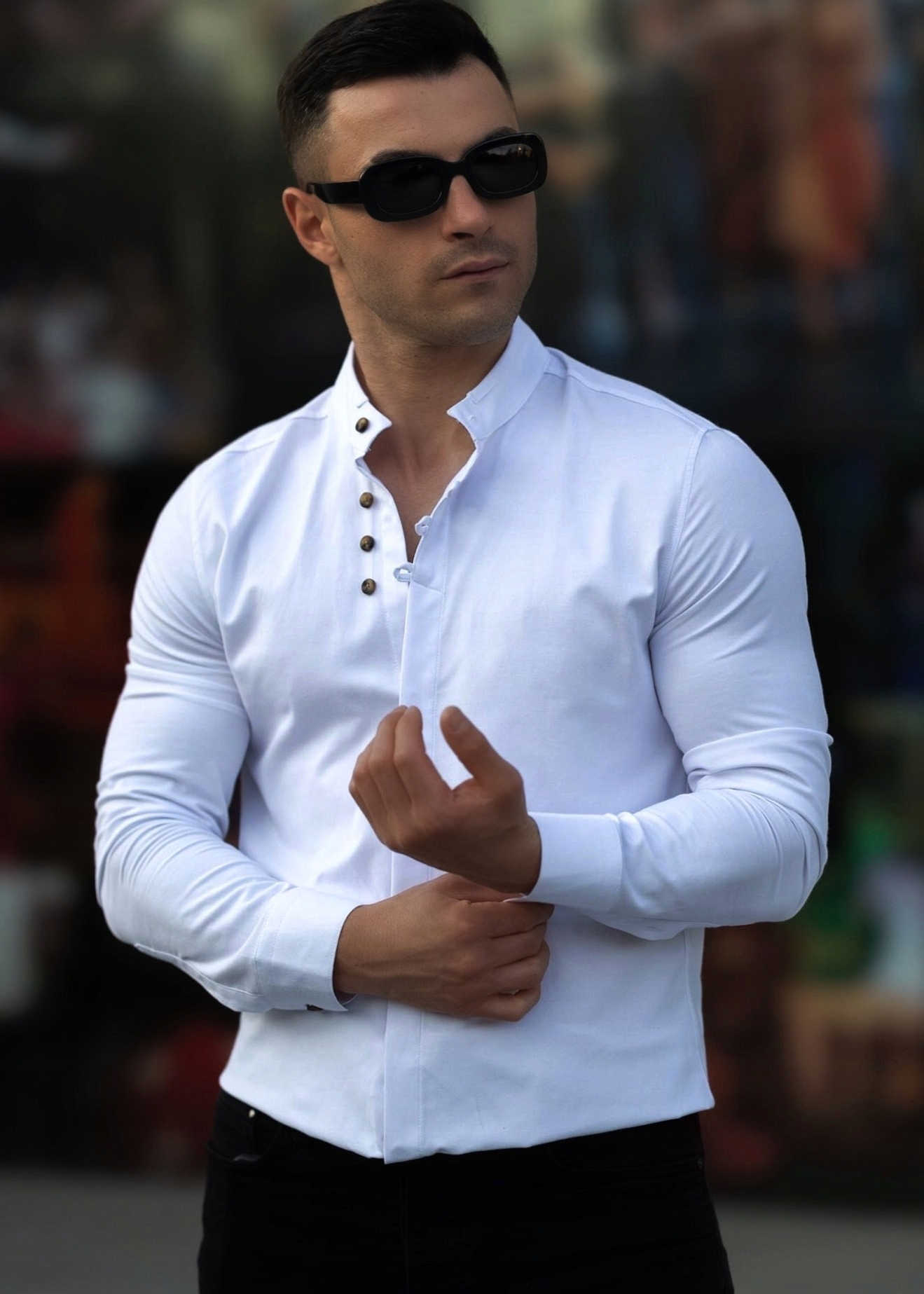 Pánská košile na Silvestra a Vánoce Bílá Elegantní bavlněná s potiskem