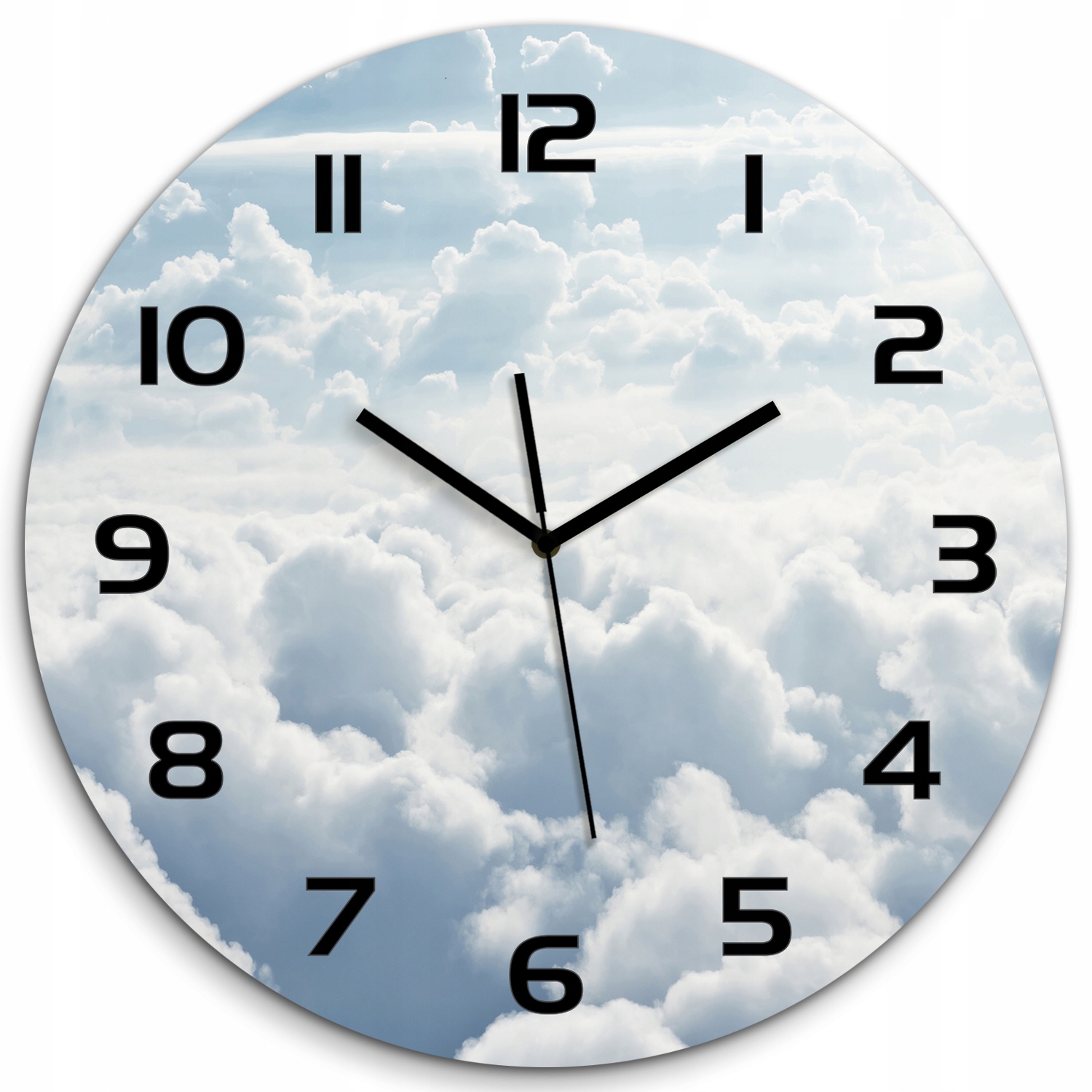 

Cichy szklany zegar Chmury z lotu ptaka fi 60 cm