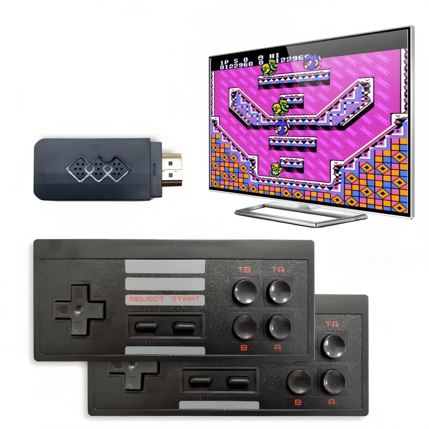 Klasyczna 8-BITOWA Bezprzewodowa Konsola Do Gier 848 Gier I Podwójne Pady