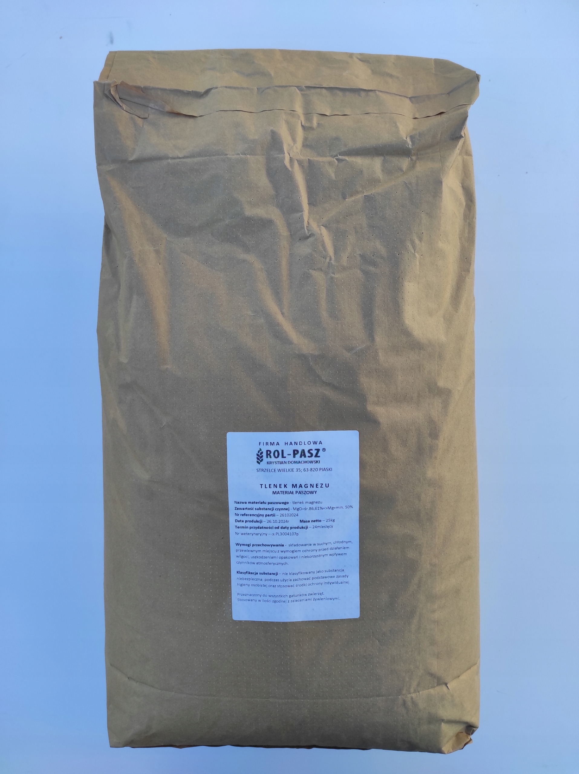 Tlenek magnezu paszowy 25kg bydło trzoda drób