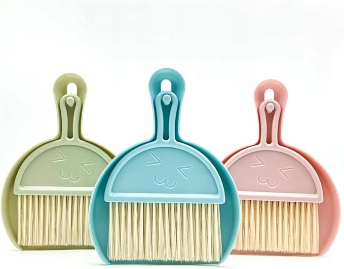 Levně 3X Mini Metla A Lopatka Na Úklid Růžová Modrá Zelená 20,5X12 CM