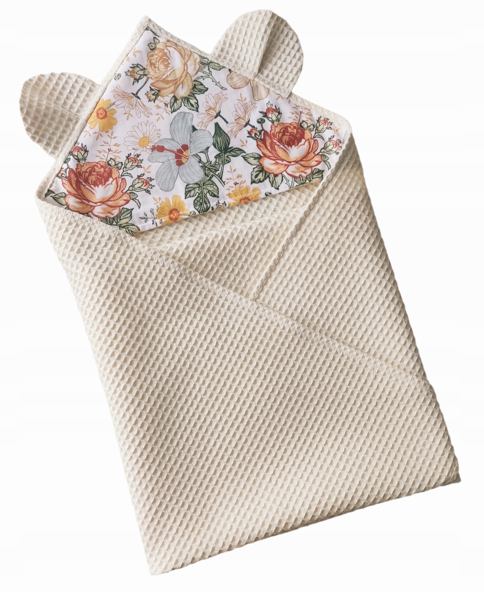 RĘCZNIK Z KAPTURKIEM WAFEL DLA NIEMOWLĄT 75x75