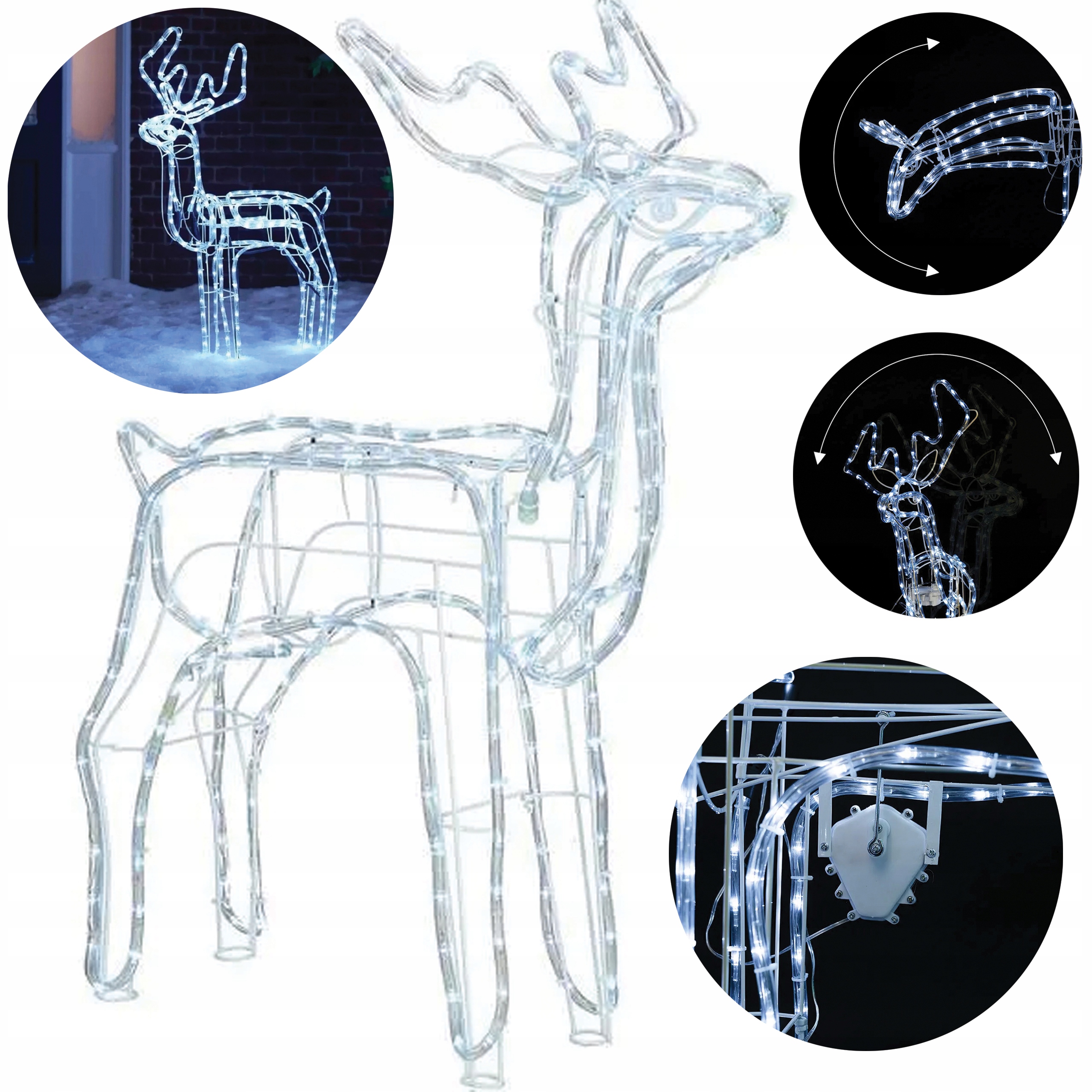 Velký Sob Venkovní Led Pohyblivá Hlava Lampičky Svítící XXL IP44 Ozdoba