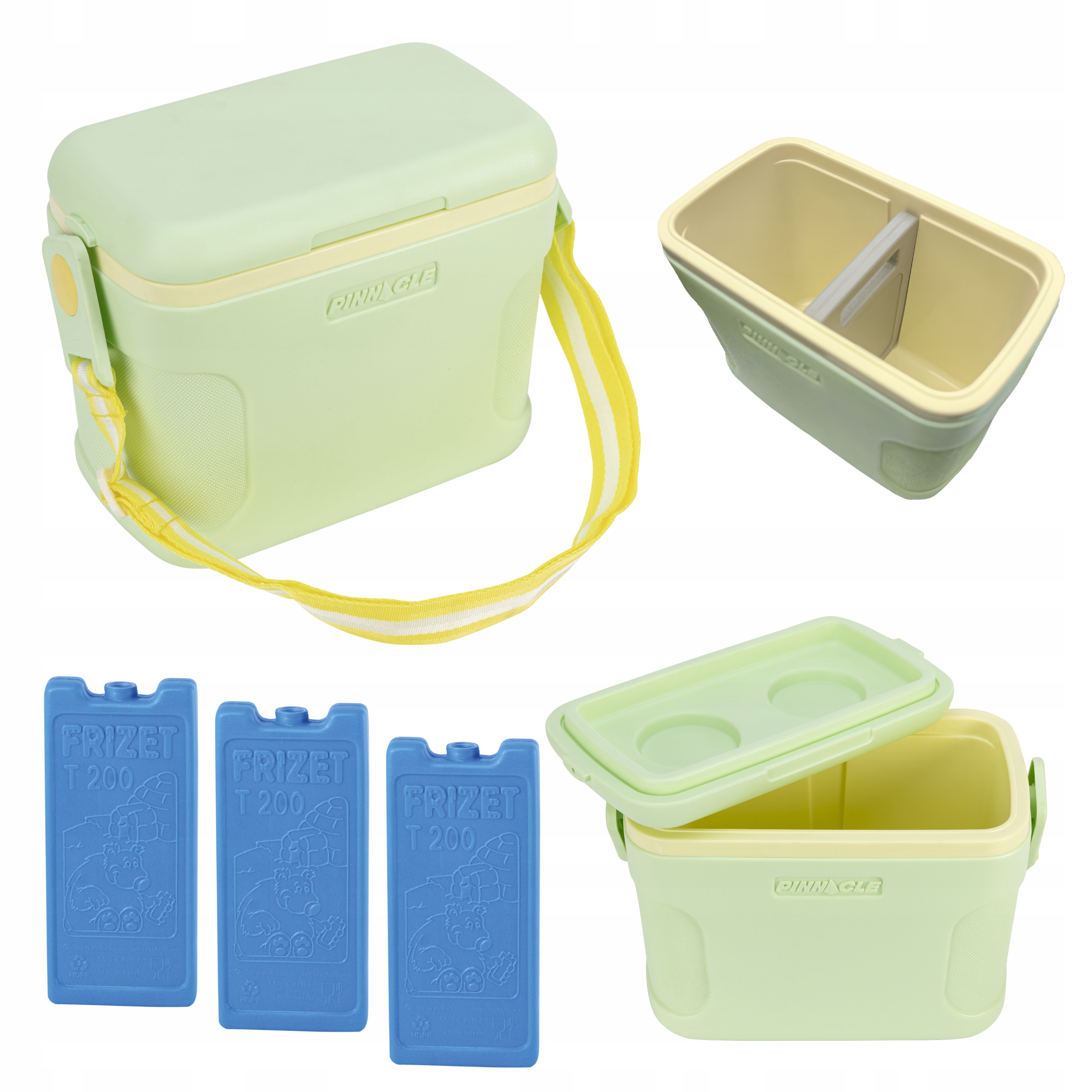 Malá turistická lednička na rameno 8L Zelená Pinnacle 4 chladicí vložky