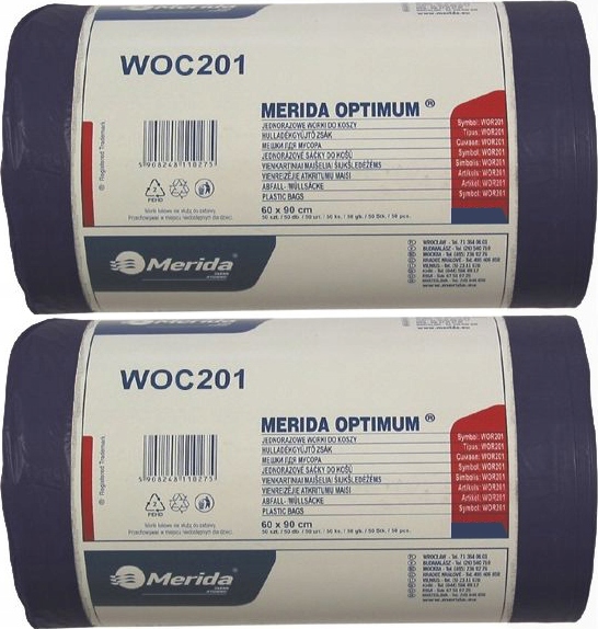 

Worki na śmieci 70l Merida czarne WOC201 50szt x2