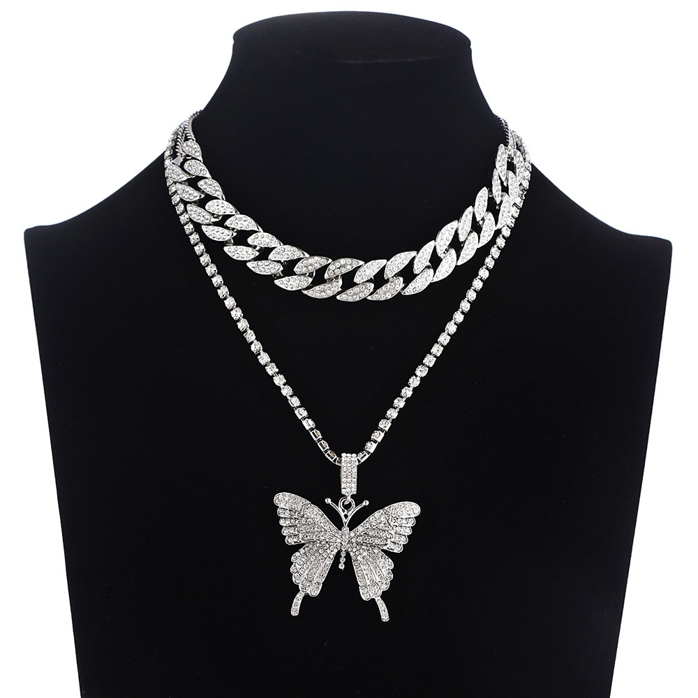 

Naszyjnik Choker Motyl Iced Chain Cyrkonie Zestaw