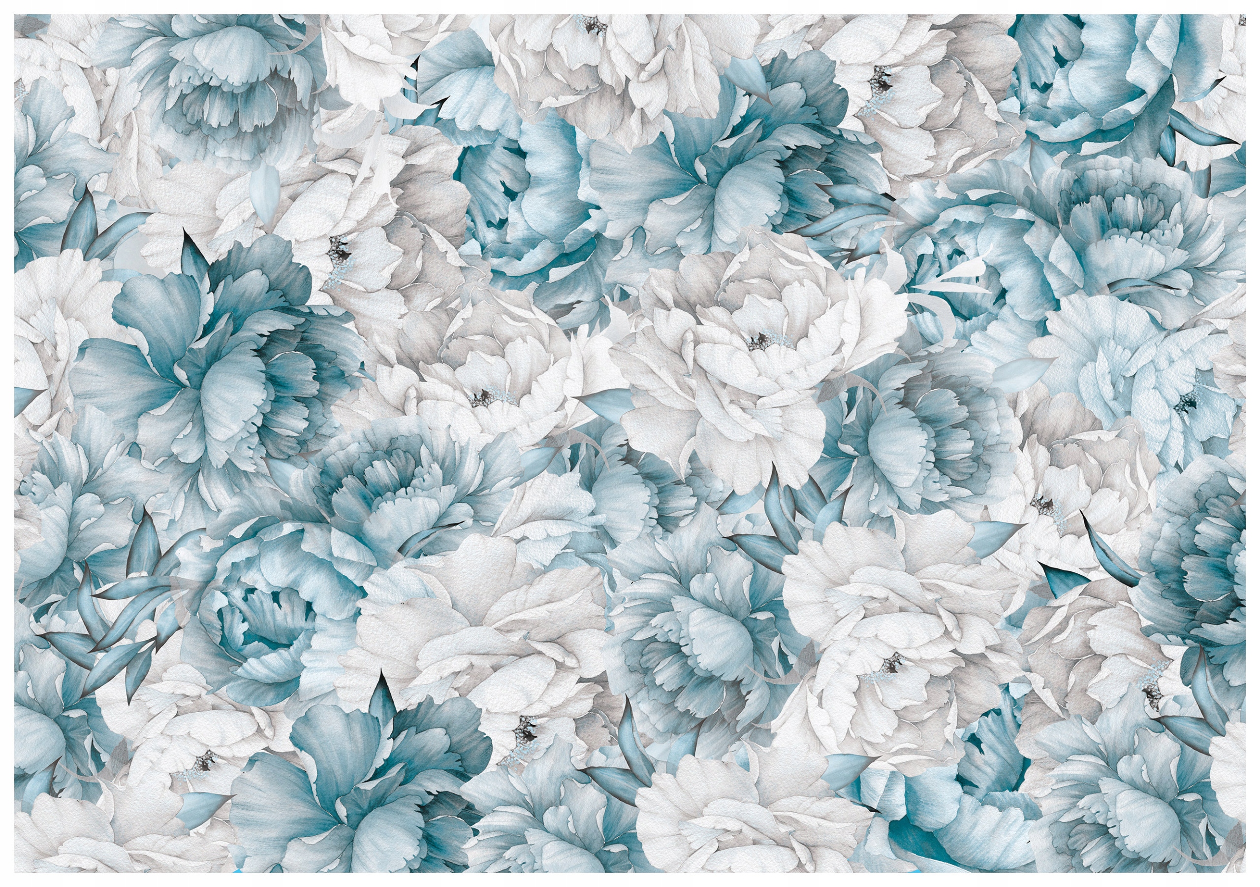 Vliesová fototapeta Pivoňky akvarely modré na zeď 350x250 lepidlo