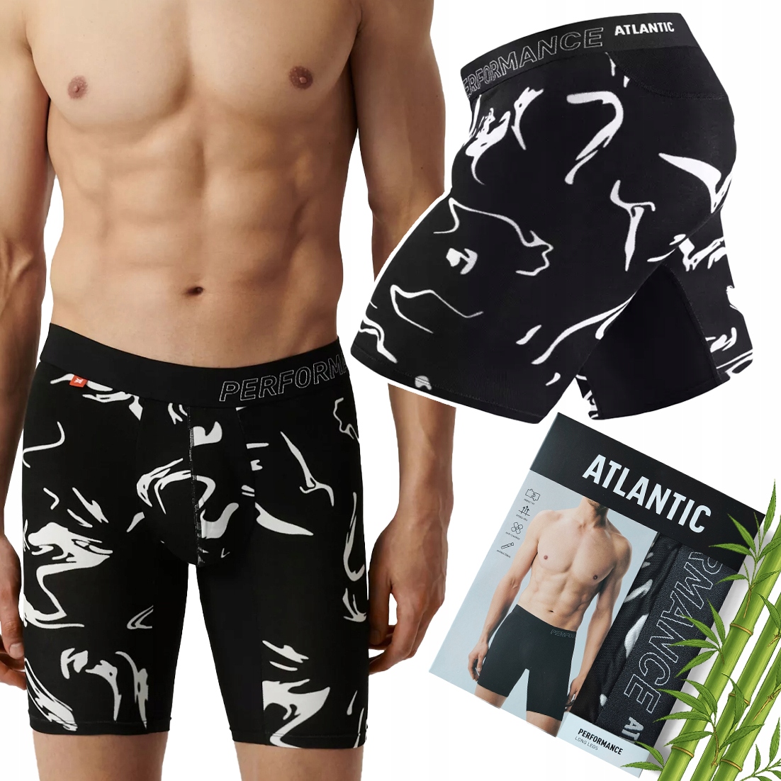 Pánské sportovní boxerky Bambusové s dlouhými nohavicemi Atlantic 1202 XXL