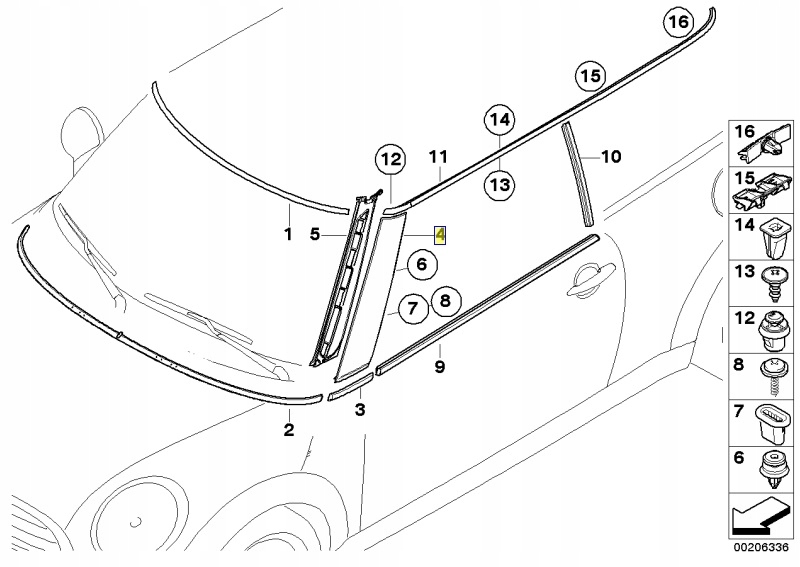 MINI listwa oslona slupka A lewa R55 R56 R57 Part manufacturer Mini original OE