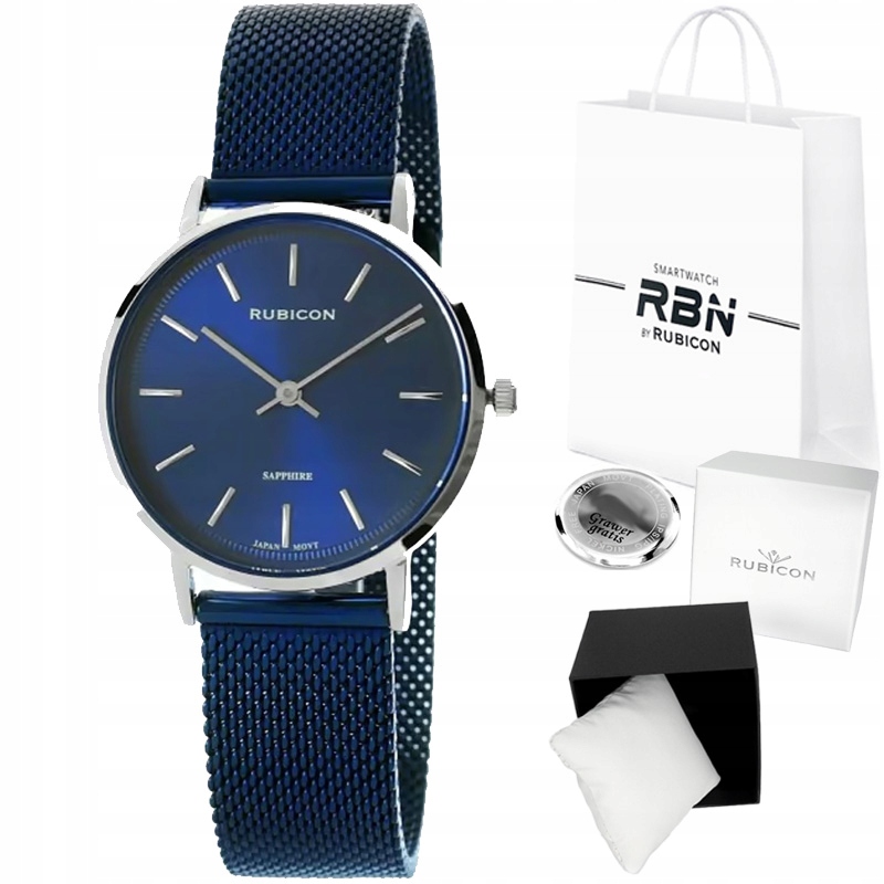 Dámské hodinky Rubicon Safírové Sklo – náramek síťovina Box