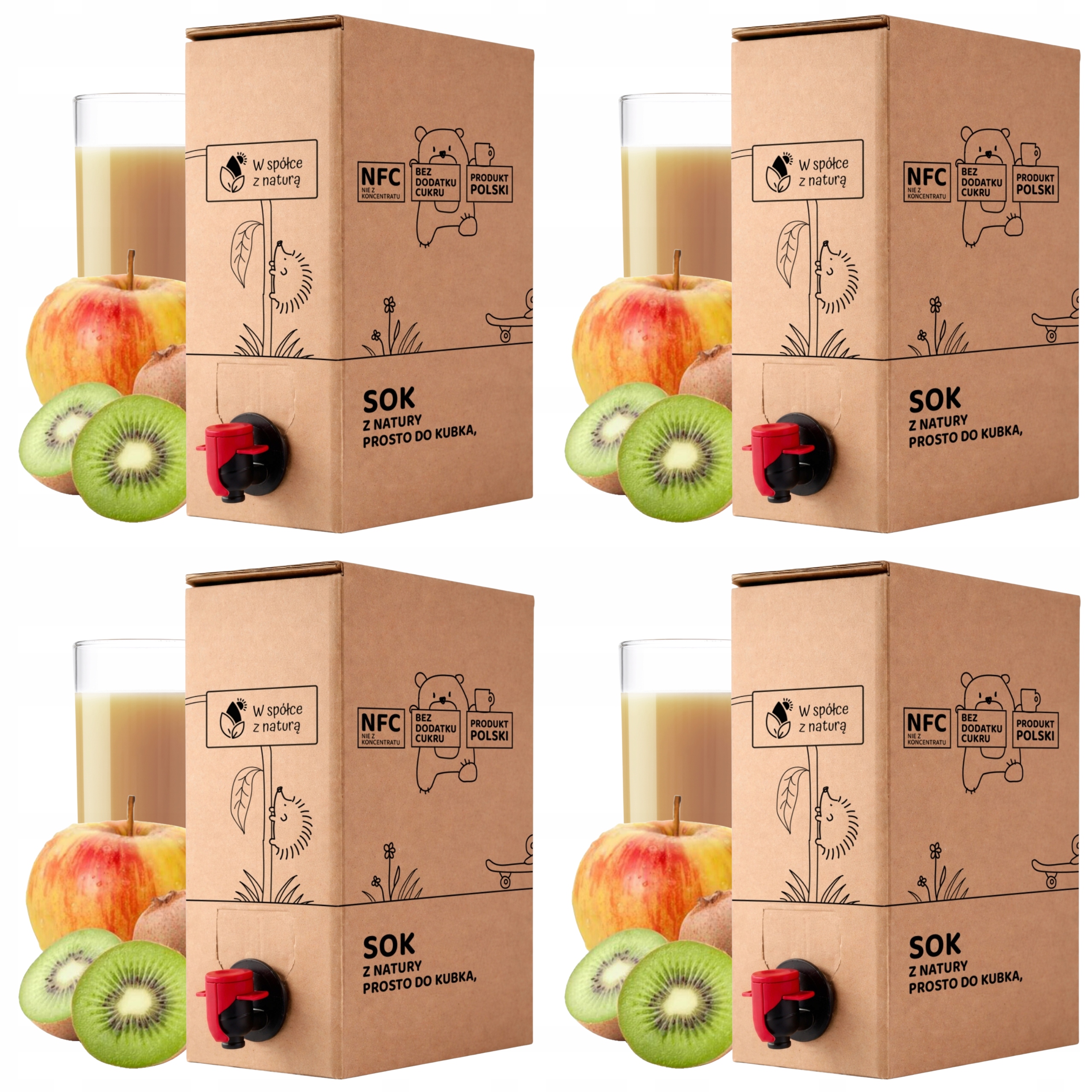 Sok z Jabłek i Kiwi 5l 100% Tłoczony Nfc Sok JabłkoKiwi Bez Dodatków zestaw