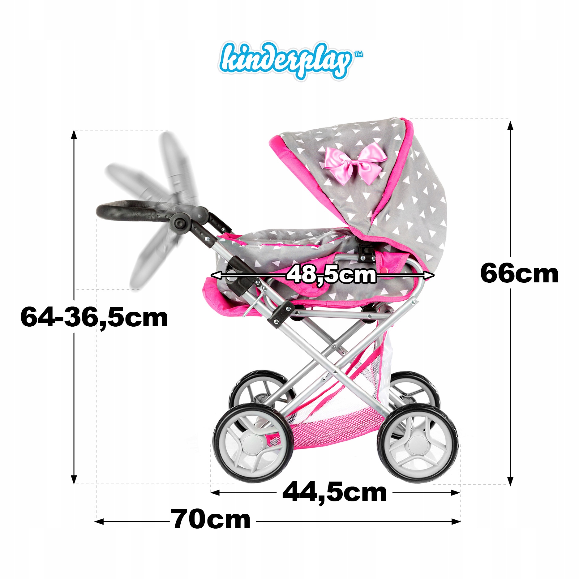 WÓZEK DLA LALEK GŁĘBOKI SPACERÓWKA GONDOLA 3w1 KINDERPLAY TORBA POŚCIEL Seria KP0200