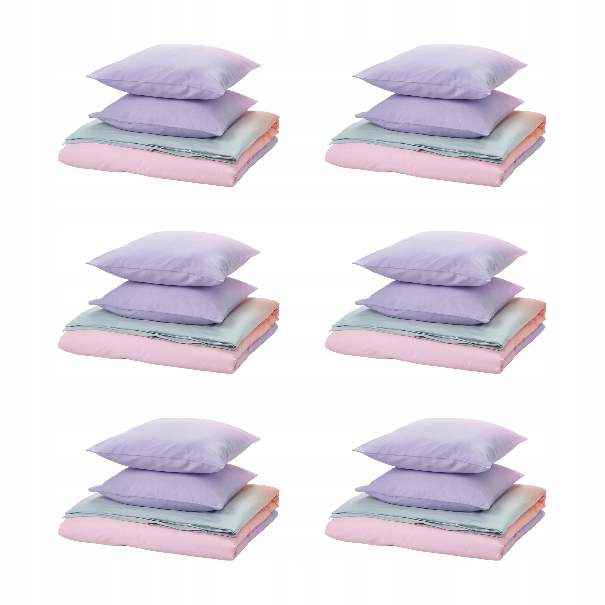 6 szt. Komplet pościeli 200x200 z poszewkami 50x60 wielobarwny