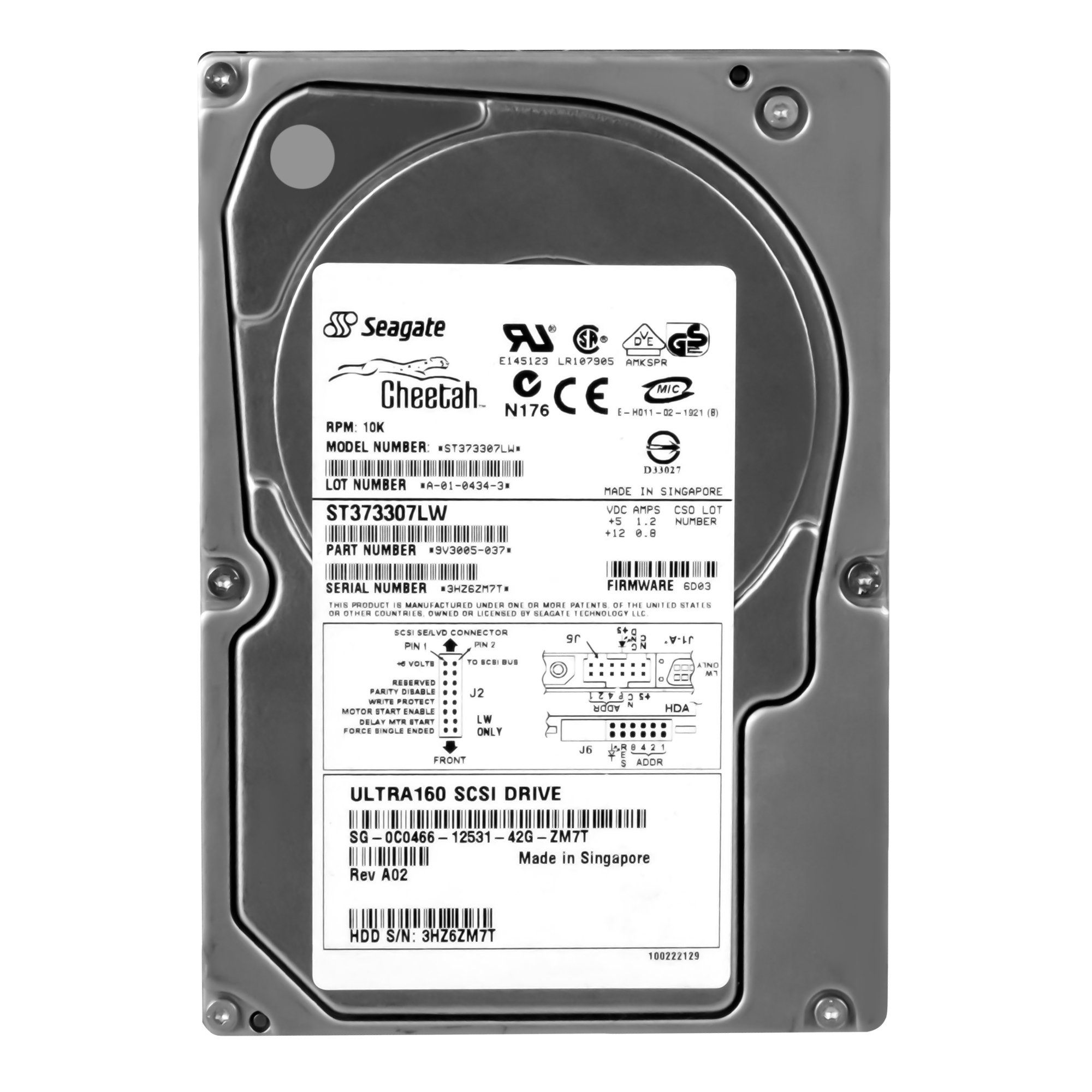 Dell 0C0466 73GB 10K 8MB Scsi U320 3.5' ST373307LW