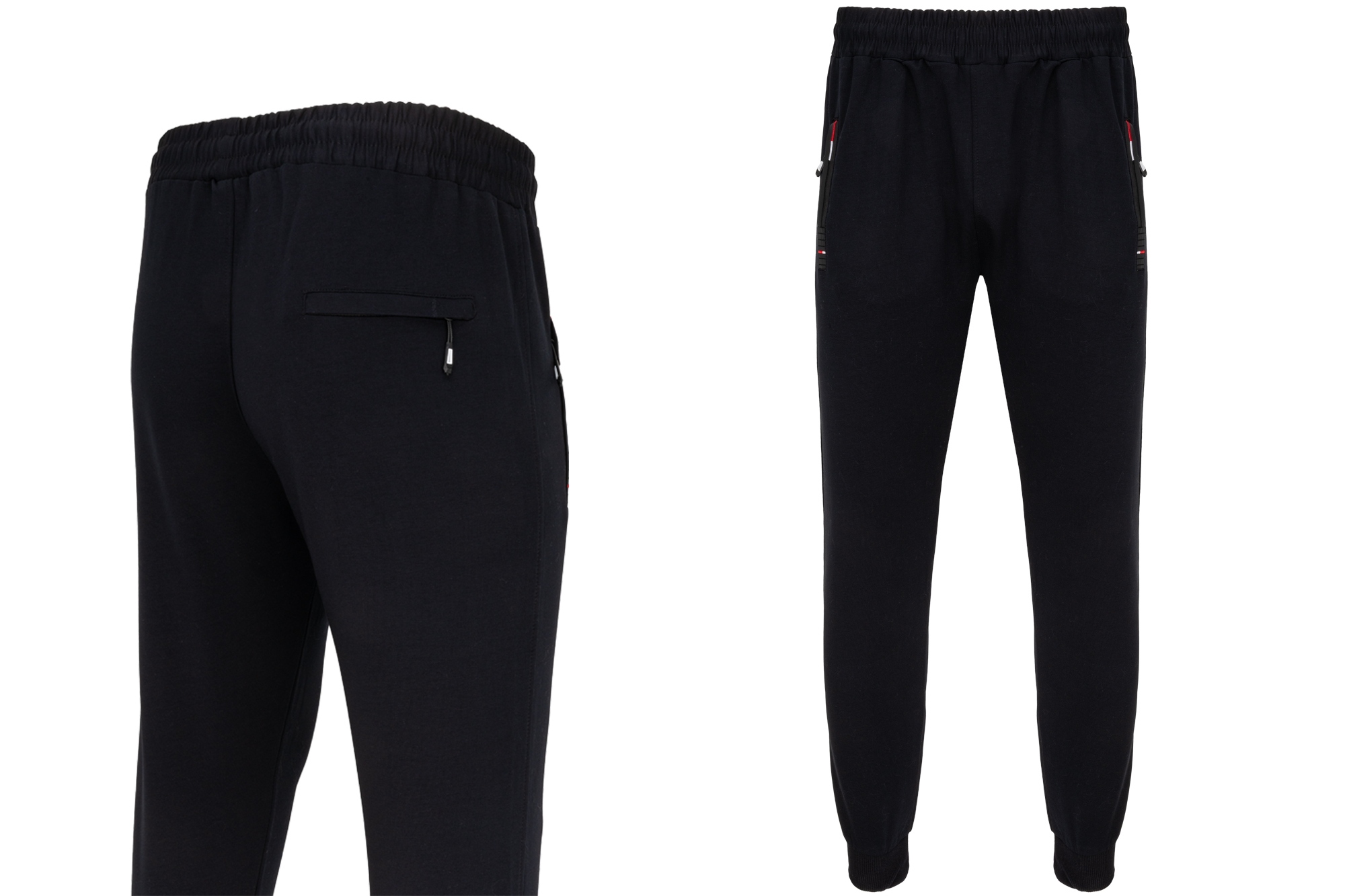 Pánské Teplákové Kalhoty Tmavě Modré, Tenké Kapsy Na Zip, Stahovací Pásky: M