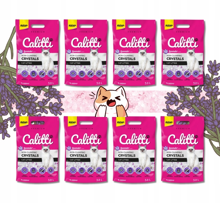 Calitti Crystals Lavender silikonové stelivo Bezprašný pro kočky 8 x 3,8 l