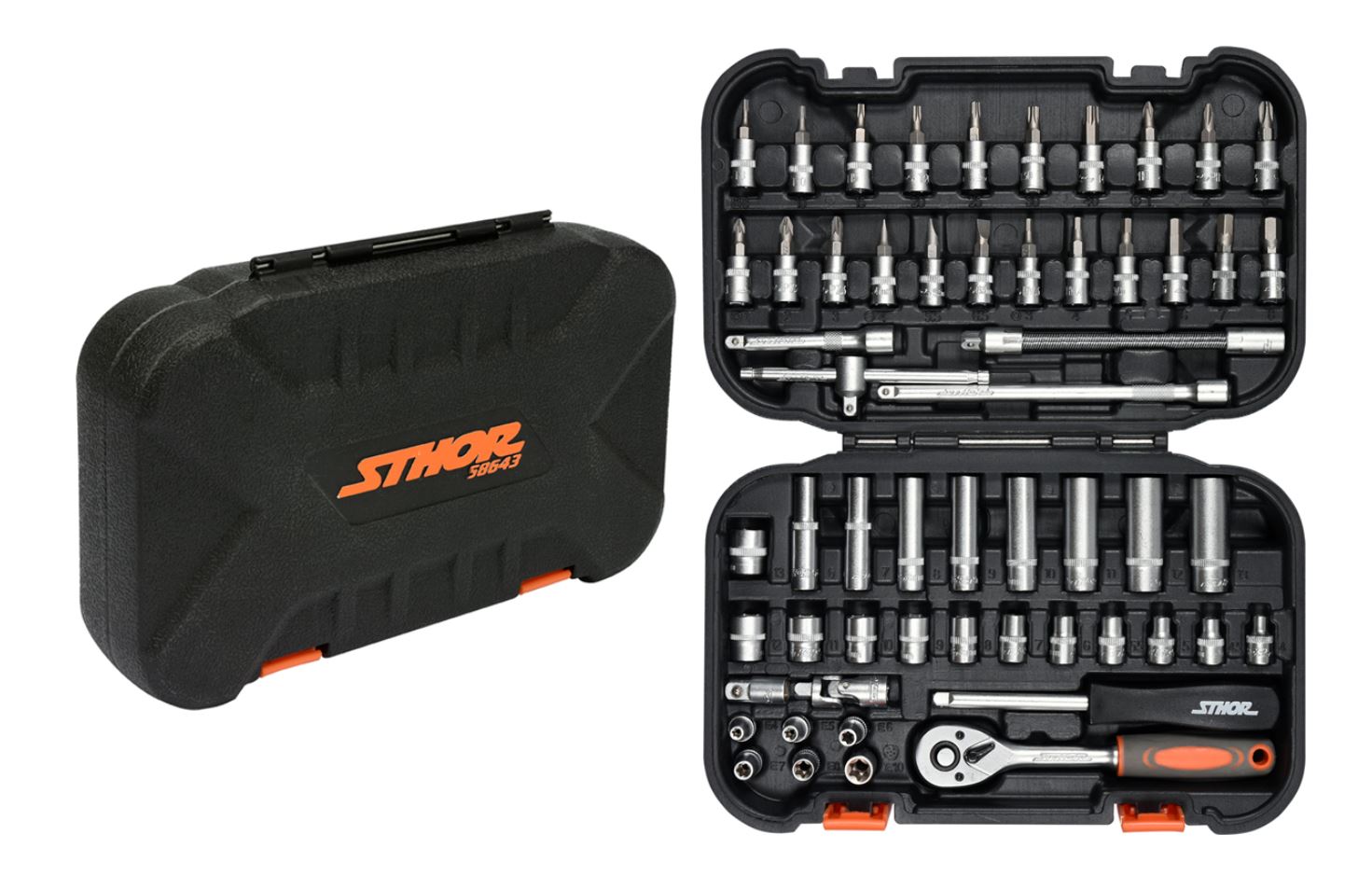 

Zestaw Narzędzi nasadki Sthor 58643 1/4 56 el.