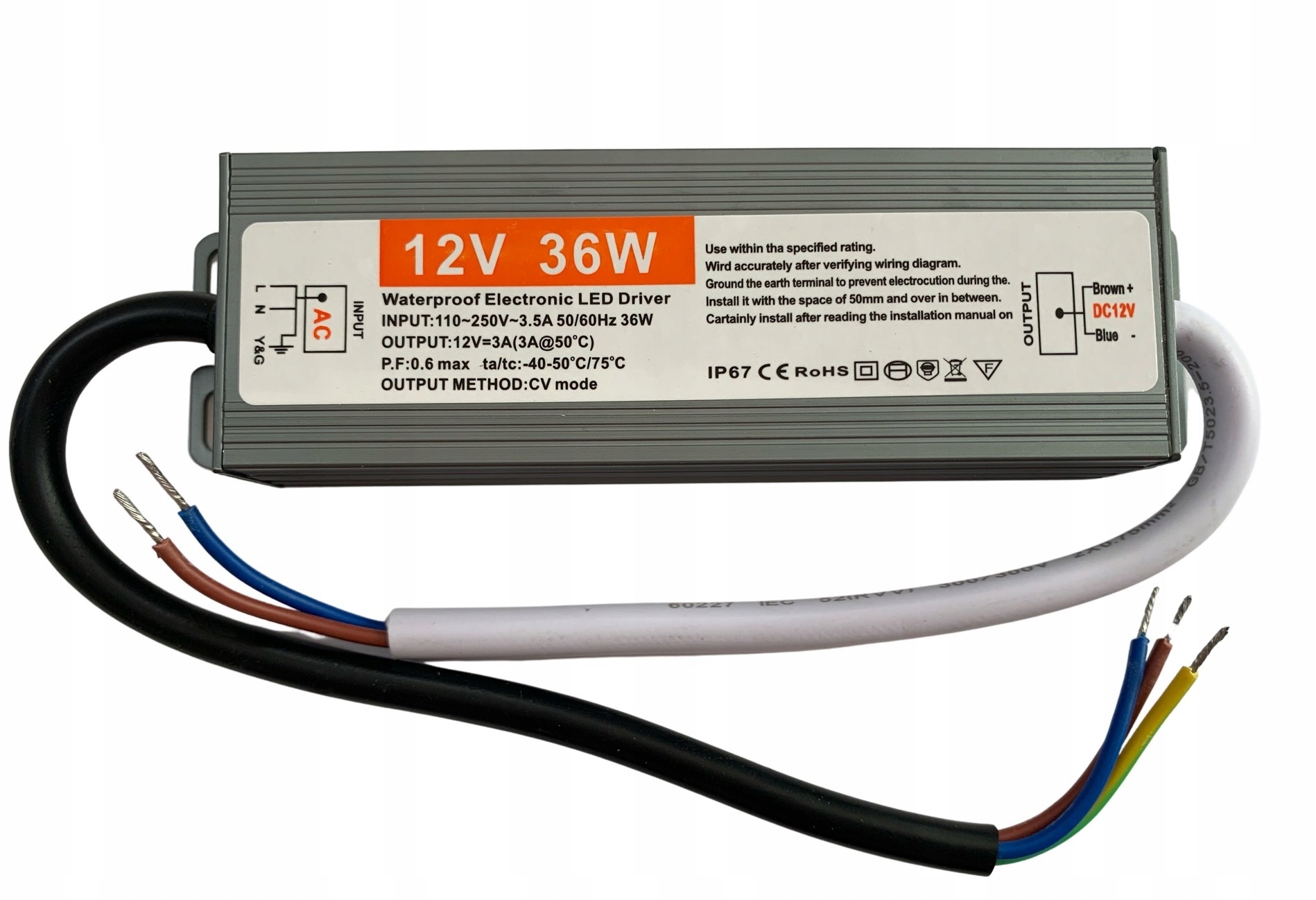 

Zasilacz Hermetyczny Wodoodporny Led 12V 36W IP67