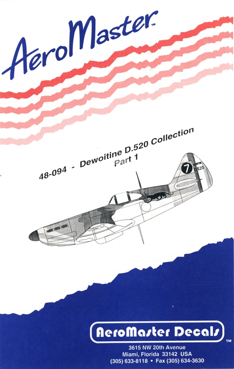 Dewoitine D.520 Collection Part 1 AeroMaster 48-094 měřítko 1/48