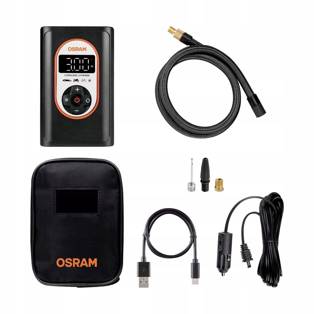 Kompresor 12V, 8,3 bar – nabíjateľná pumpa na pneumatiky s digitálnym podsvietením