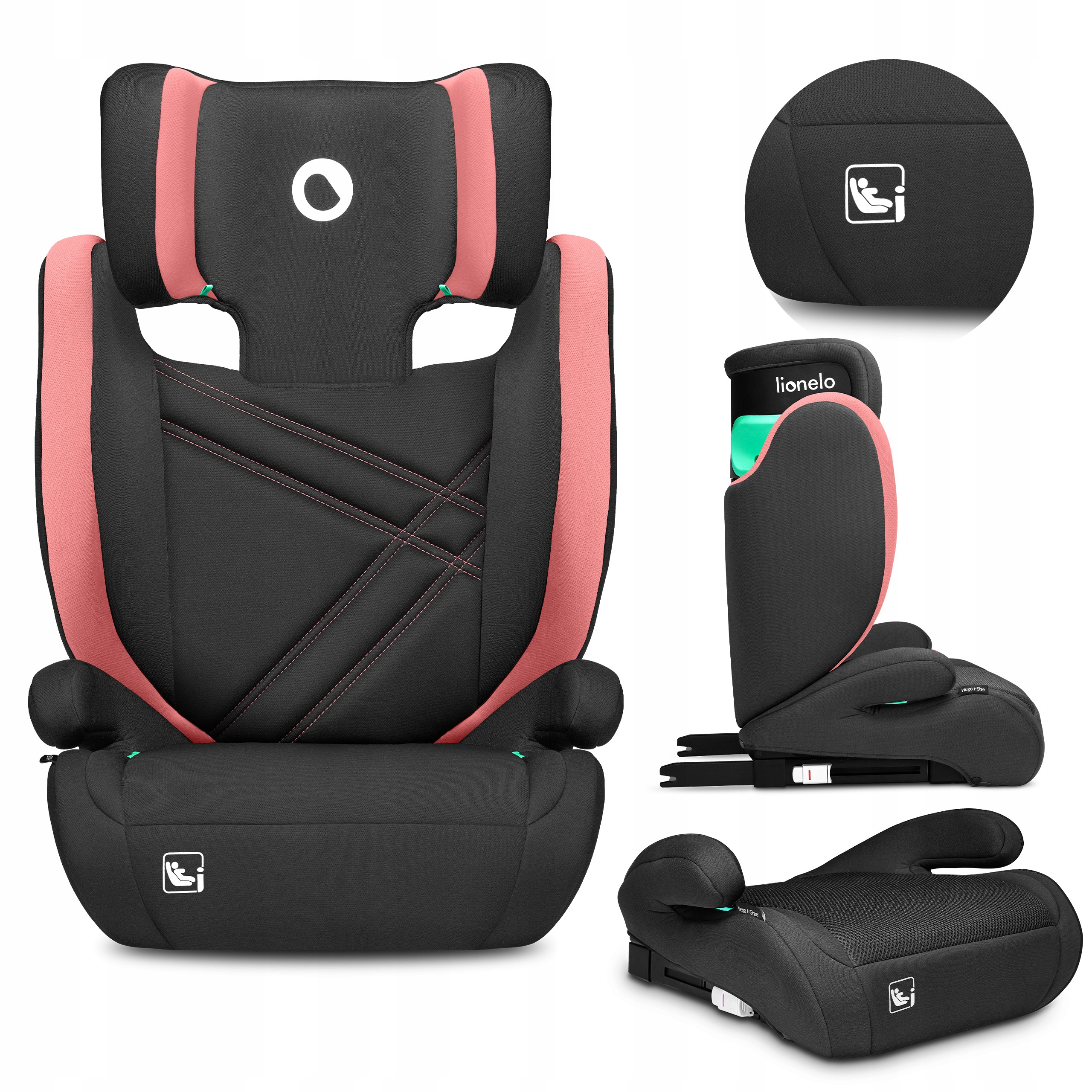 Fotelik samochodowy Lionelo Hugo i-Size różowy 100-150 cm Isofix