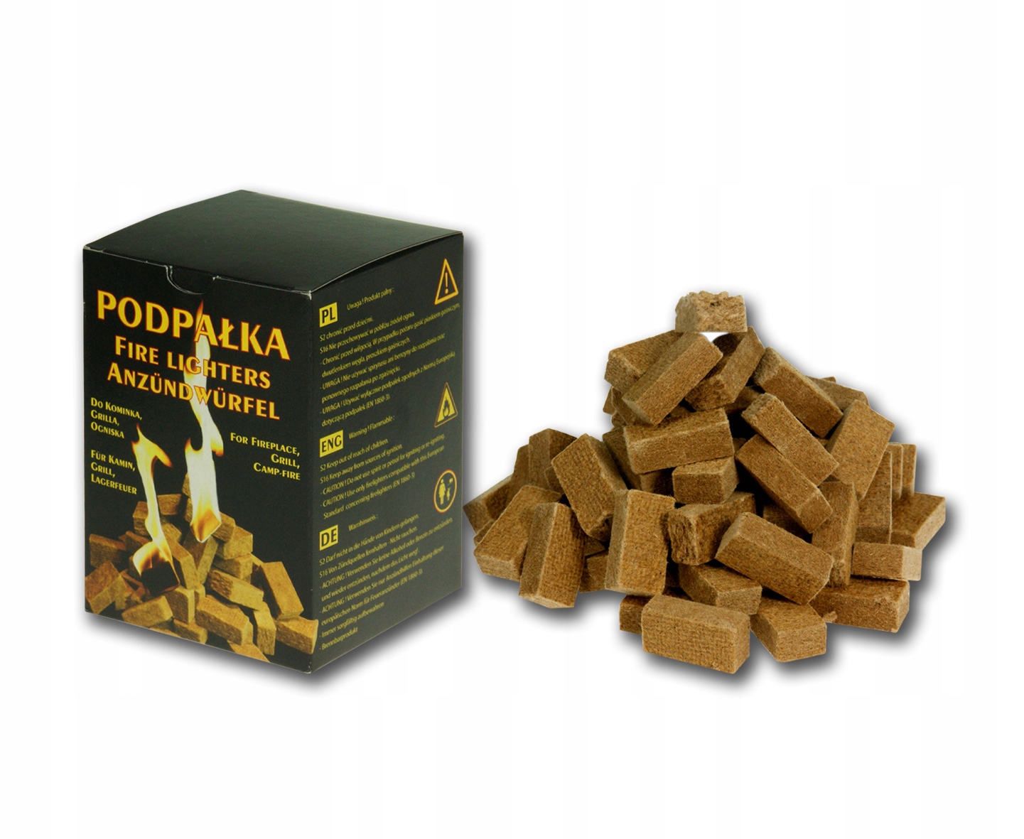 Podpałka brązowa do grilla w boxie 72 szt.