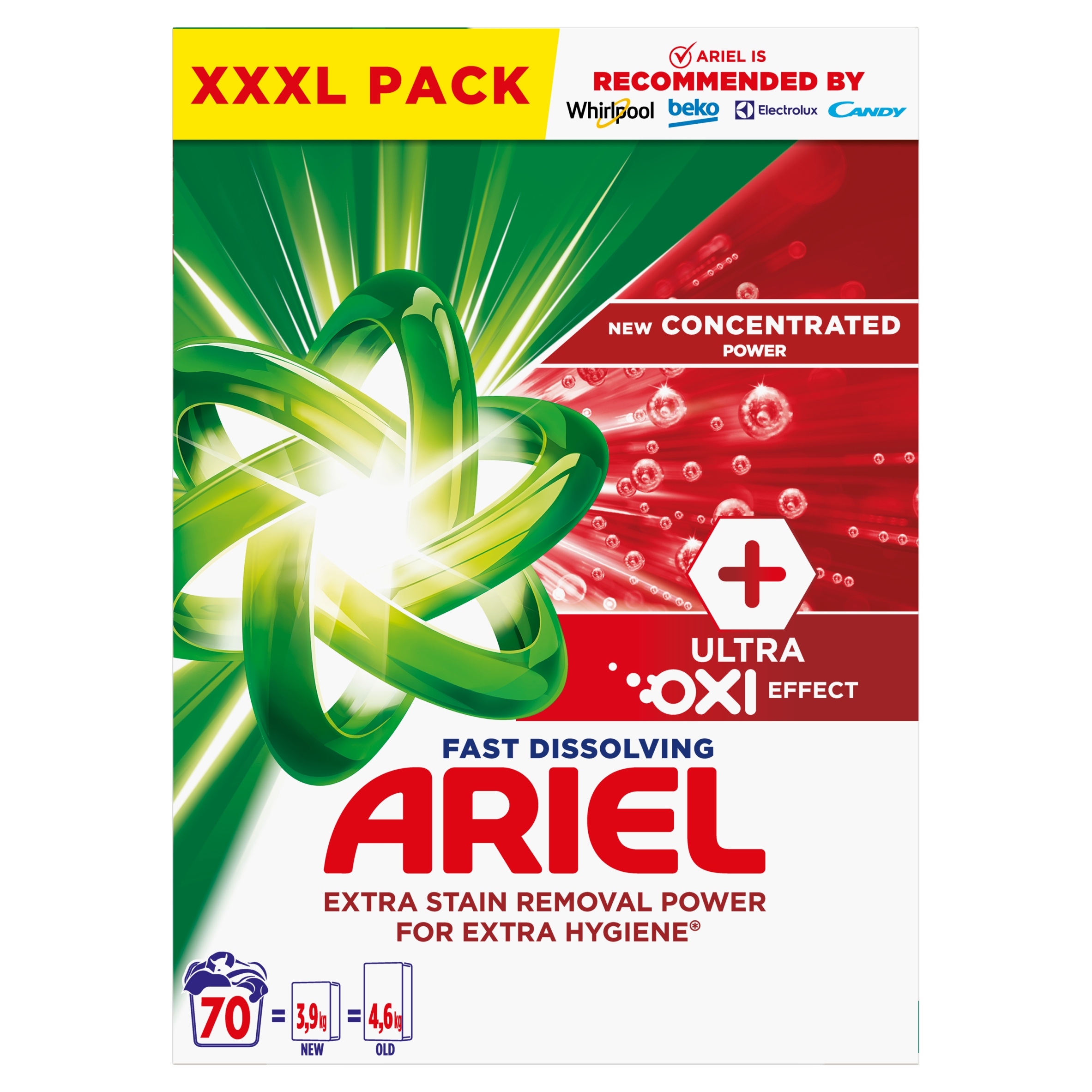 Levně Ariel Ultra Oxi Effect Fast Dissolving – prášek na praní 3,85 kg (70 praní)