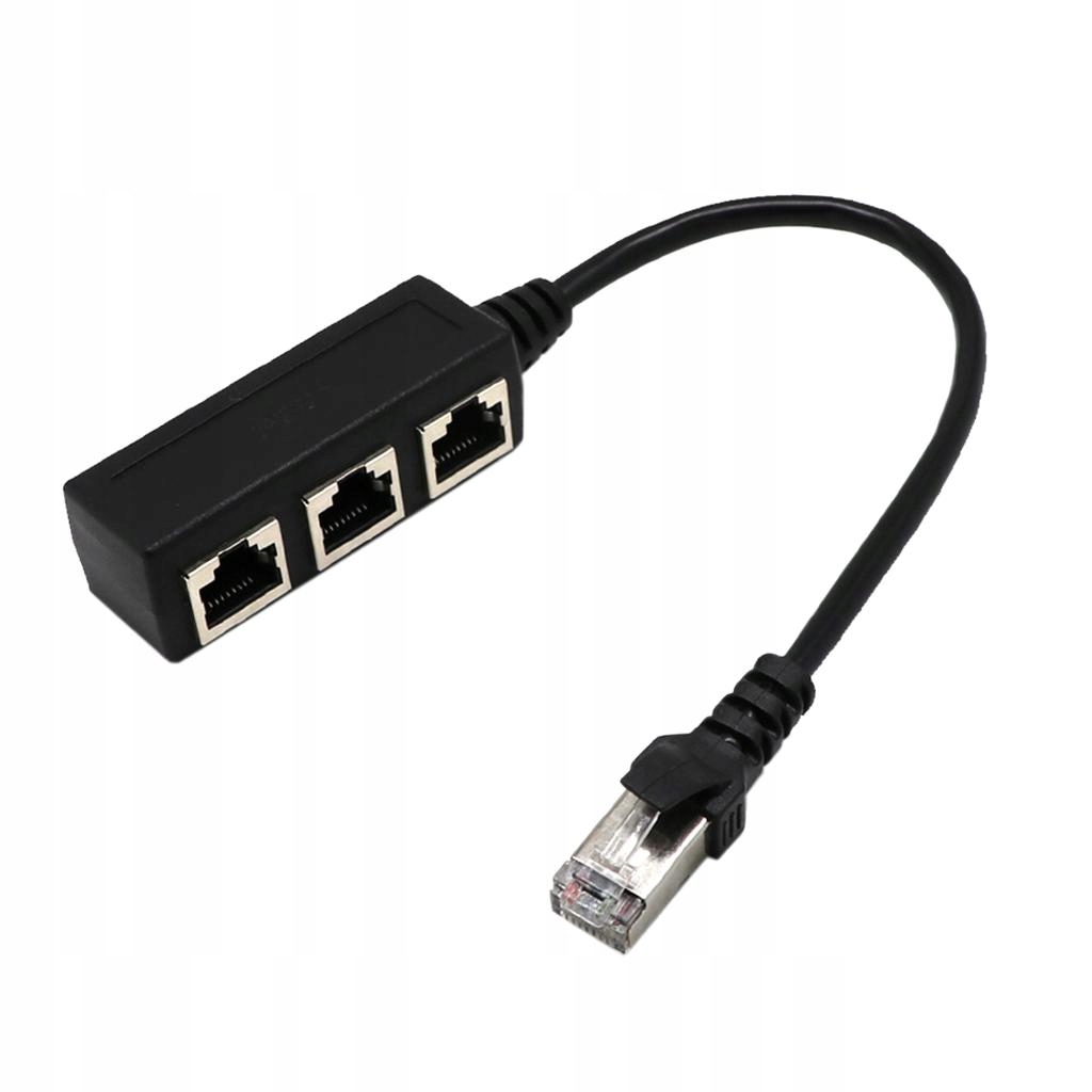 2x RJ45 Ethernet LAN Rozdzielacz sieciowy 3-drożny Długość 0.1 m