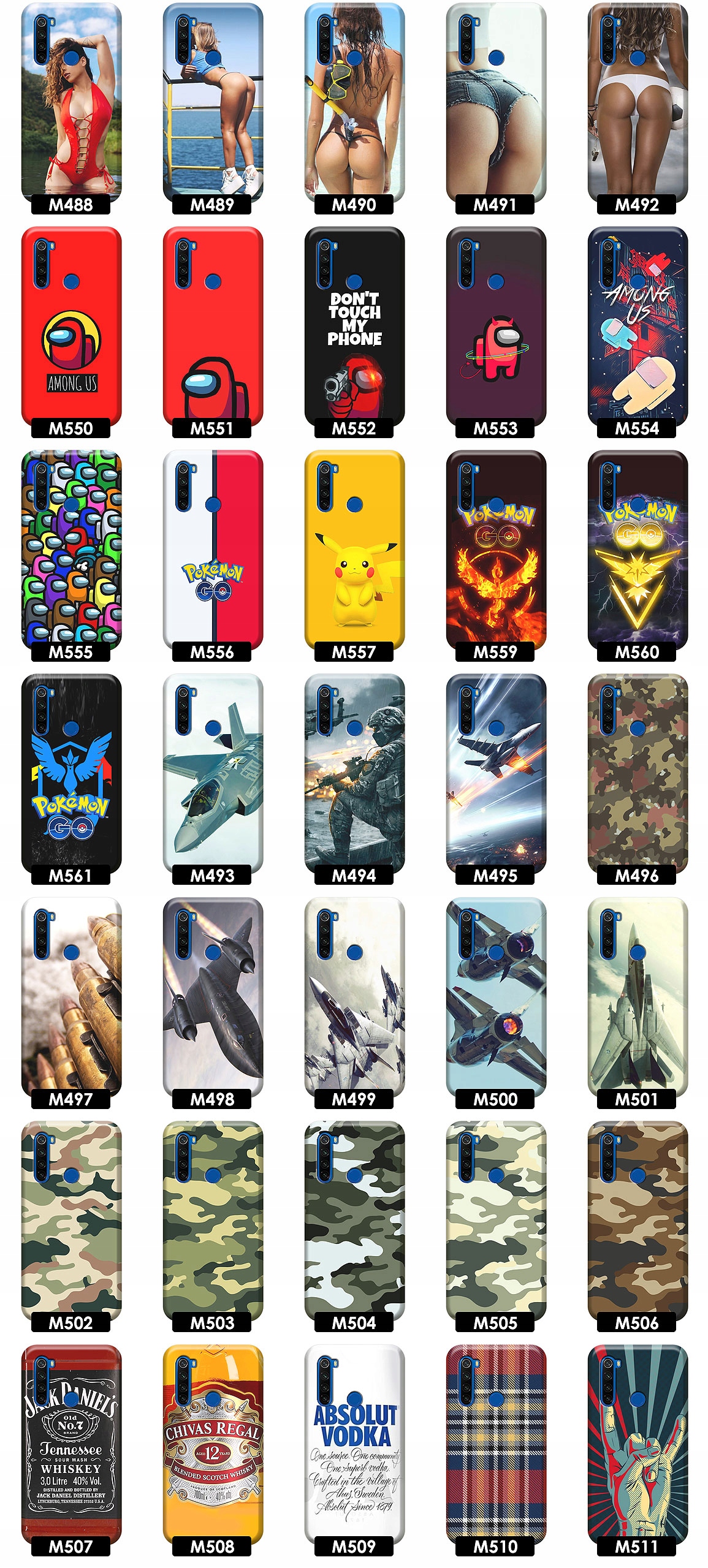 ETUI CASE OBUDOWA NA TELEFON DO XIAOMI REDMI NOTE 8T WZORY TOP100 JAKOŚĆ Materiał inny