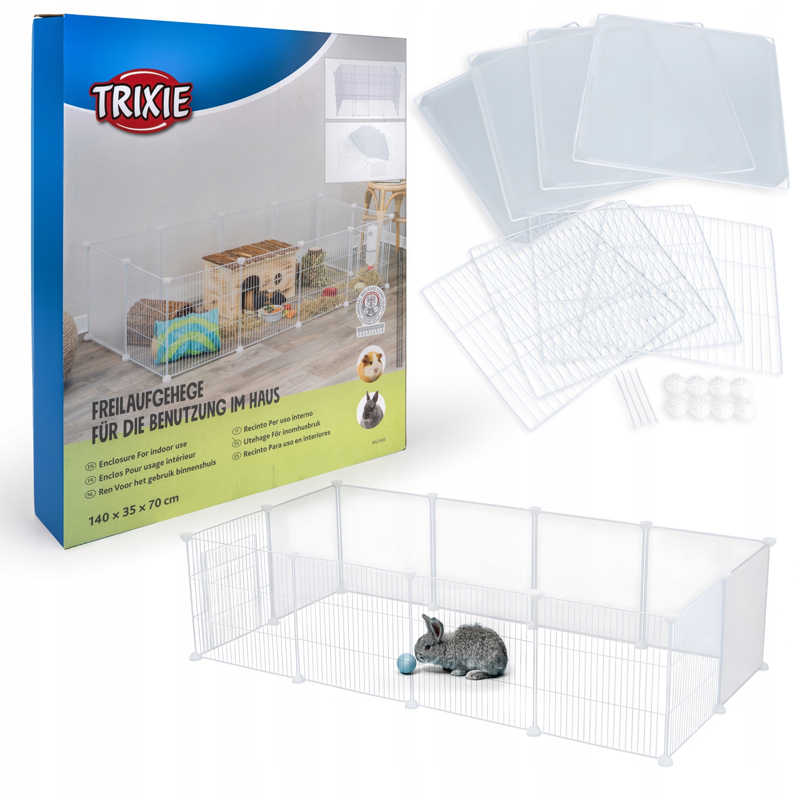 Wybieg Domowy dla Gryzoni Domowych Kojec Klatka Królików Kawii 140x35x70 cm