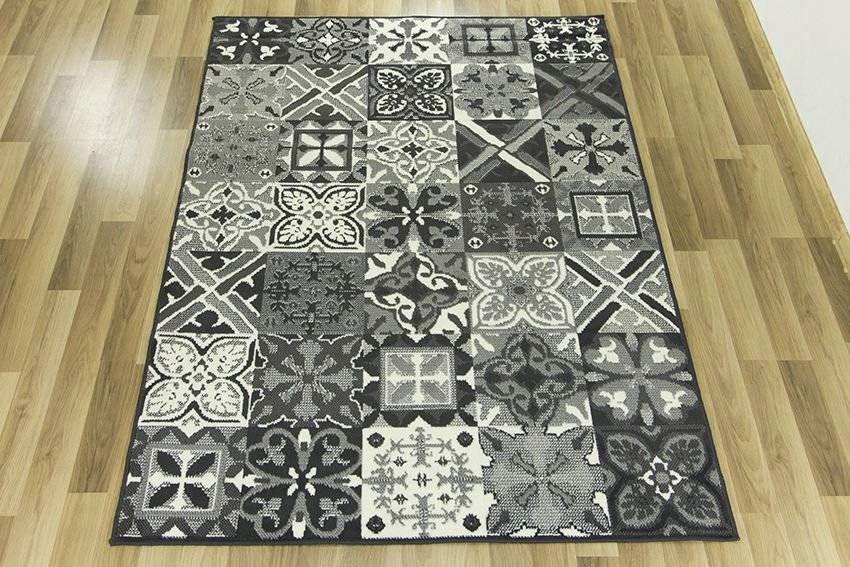 90x200 cm SZARY GRAFITOWY DYWAN LUNA PATCHWORK PŁYTKI KRATA Szerokość produktu 90 cm