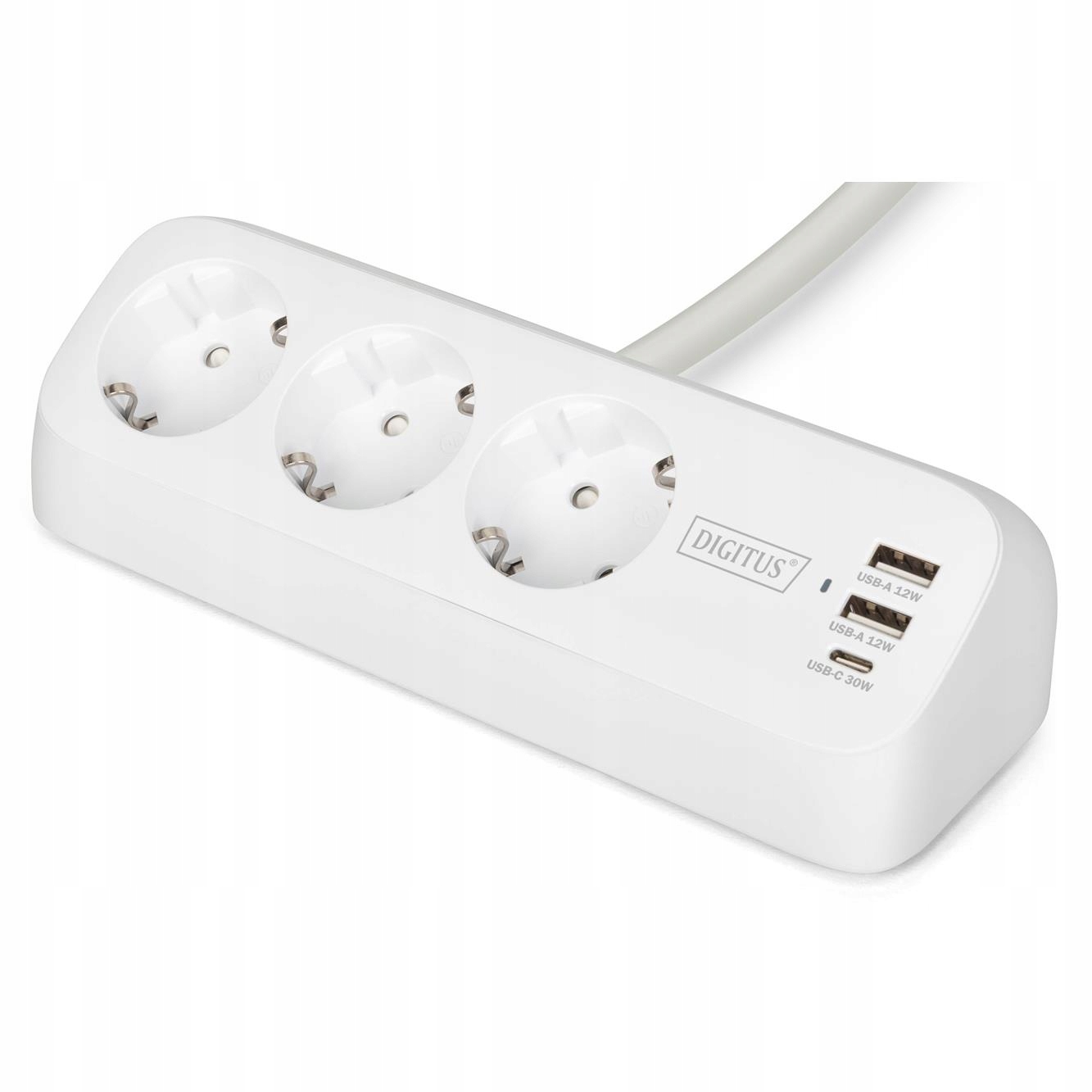 Digitus listwa zasilająca biurkowa 3xSchuko 2xUSB-A 1xUSB-C biała