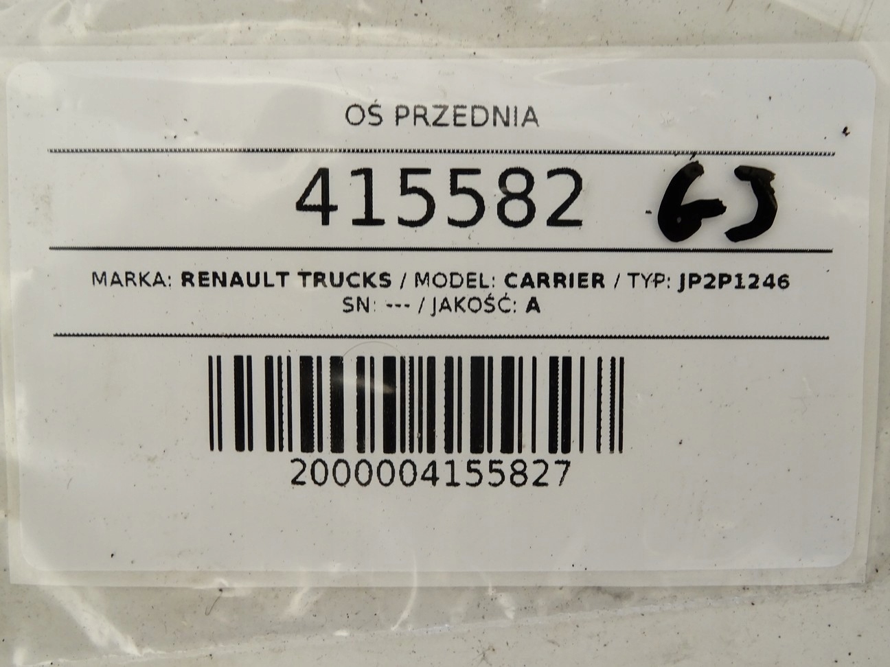 OŚ PRZÓD RENAULT TRUCKS N Van (minibus) KM ZAWIESZENIE PRZEDNIA Wersja Europejska