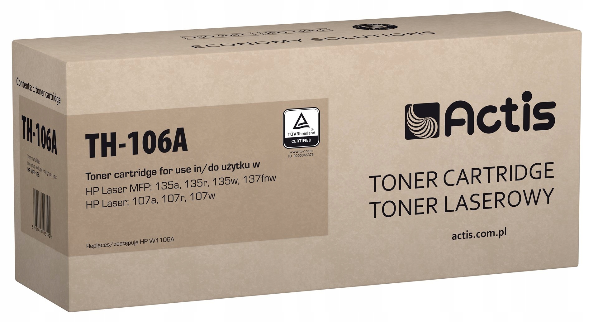 Toner Actis TH-106A (zamiennik Hp W1106A; Standard; 1000 ston; czarny)