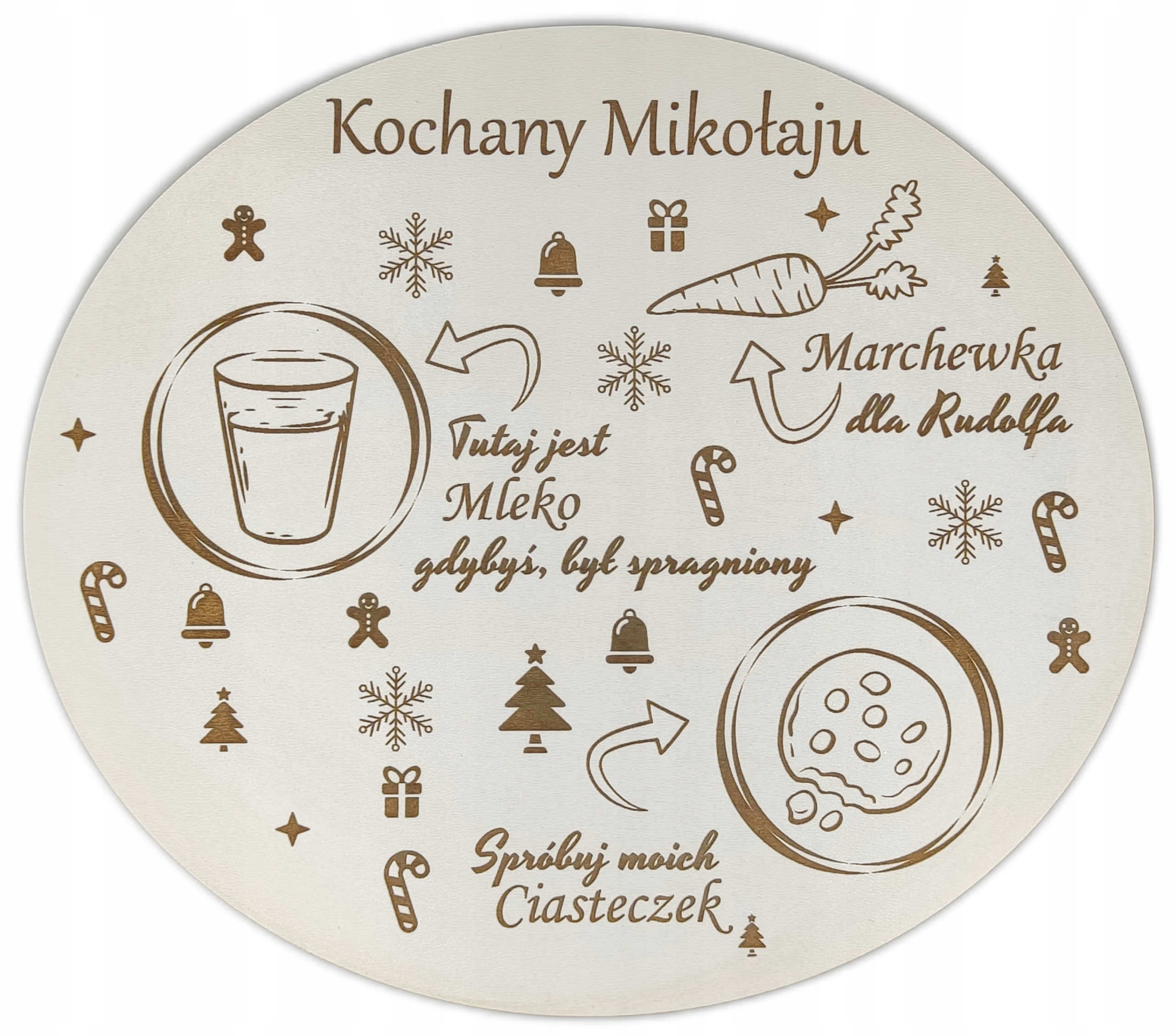 

Drewniany Talerzyk tacka dla Mikołaja Biała!